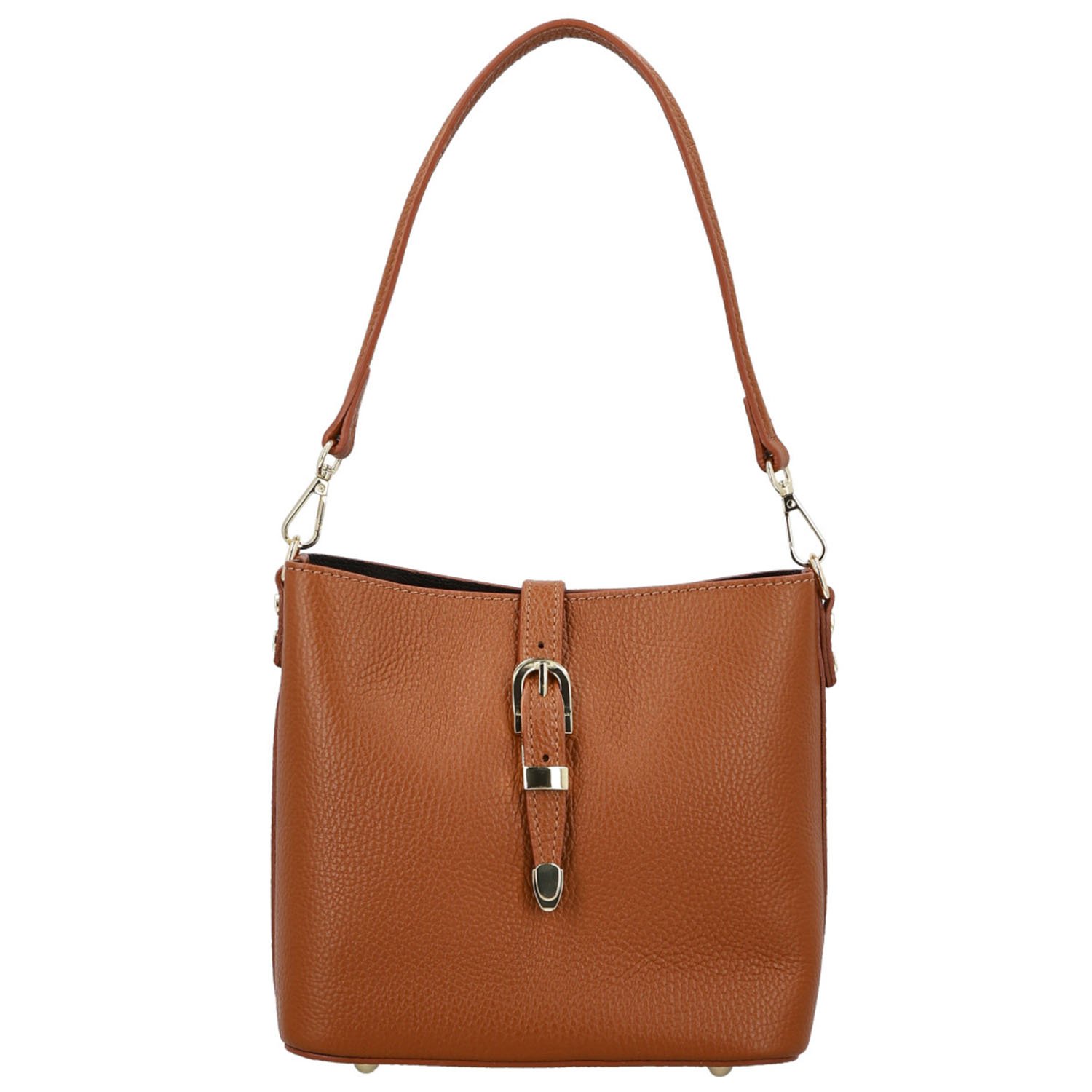 Dámska kožená kabelka na rameno koňaková - Delami Vera Pelle Antoanet