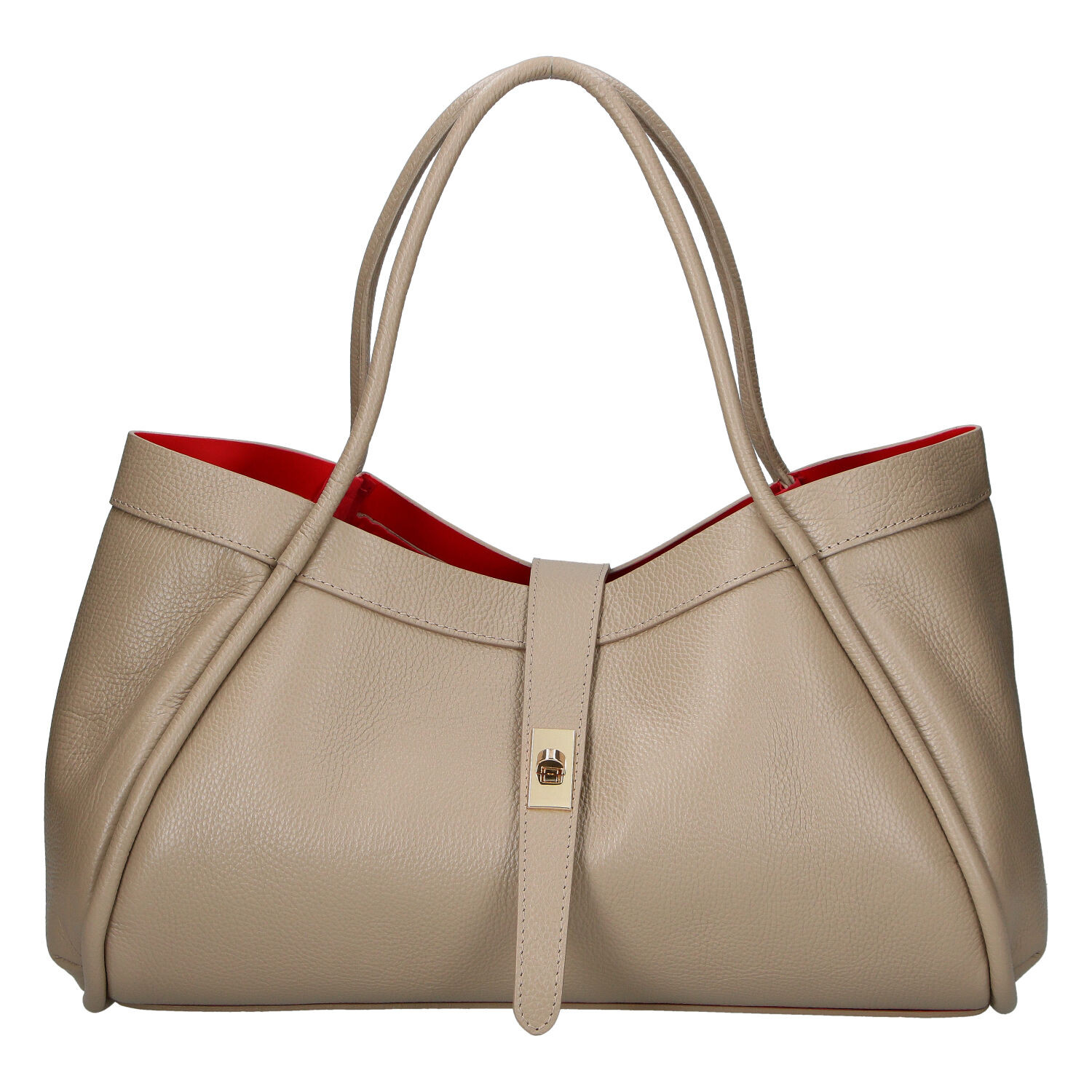 Dámska kožená kabelka do ruky béžová - Delami Vera Pelle Sabel