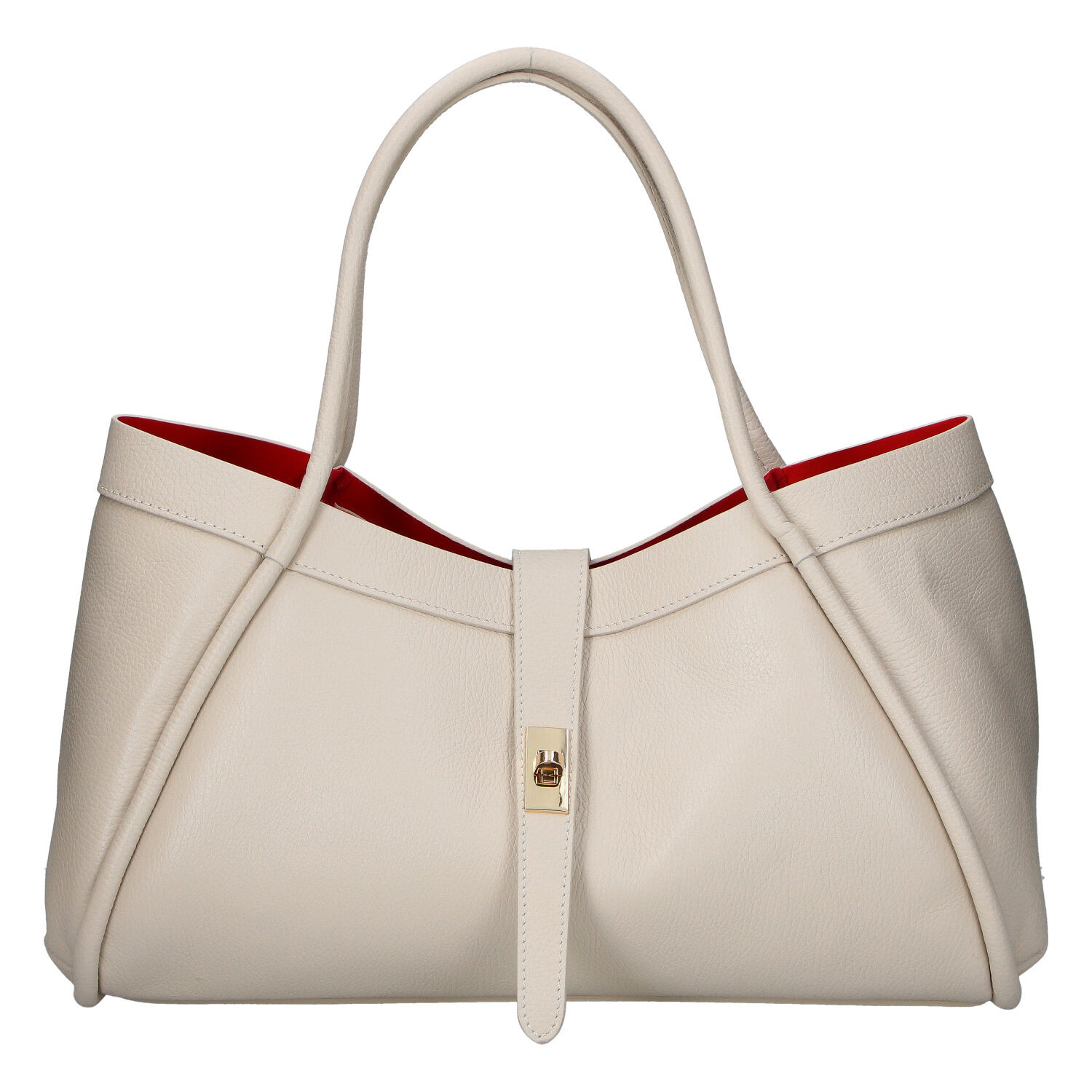 Dámska kožená kabelka do ruky krémová - Delami Vera Pelle Sabel