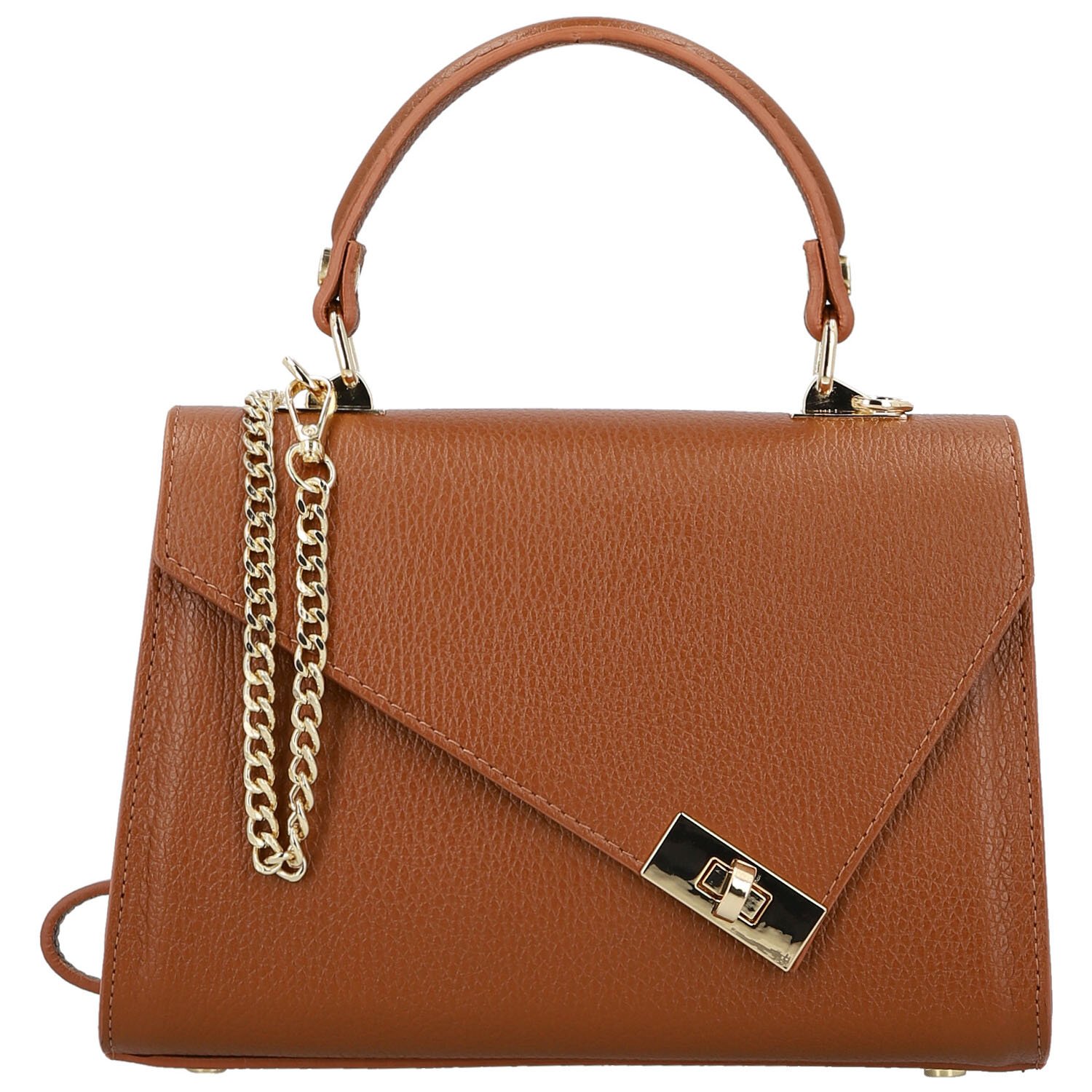 Dámska kožená kabelka do ruky koňaková - Delami Vera Pelle Melania