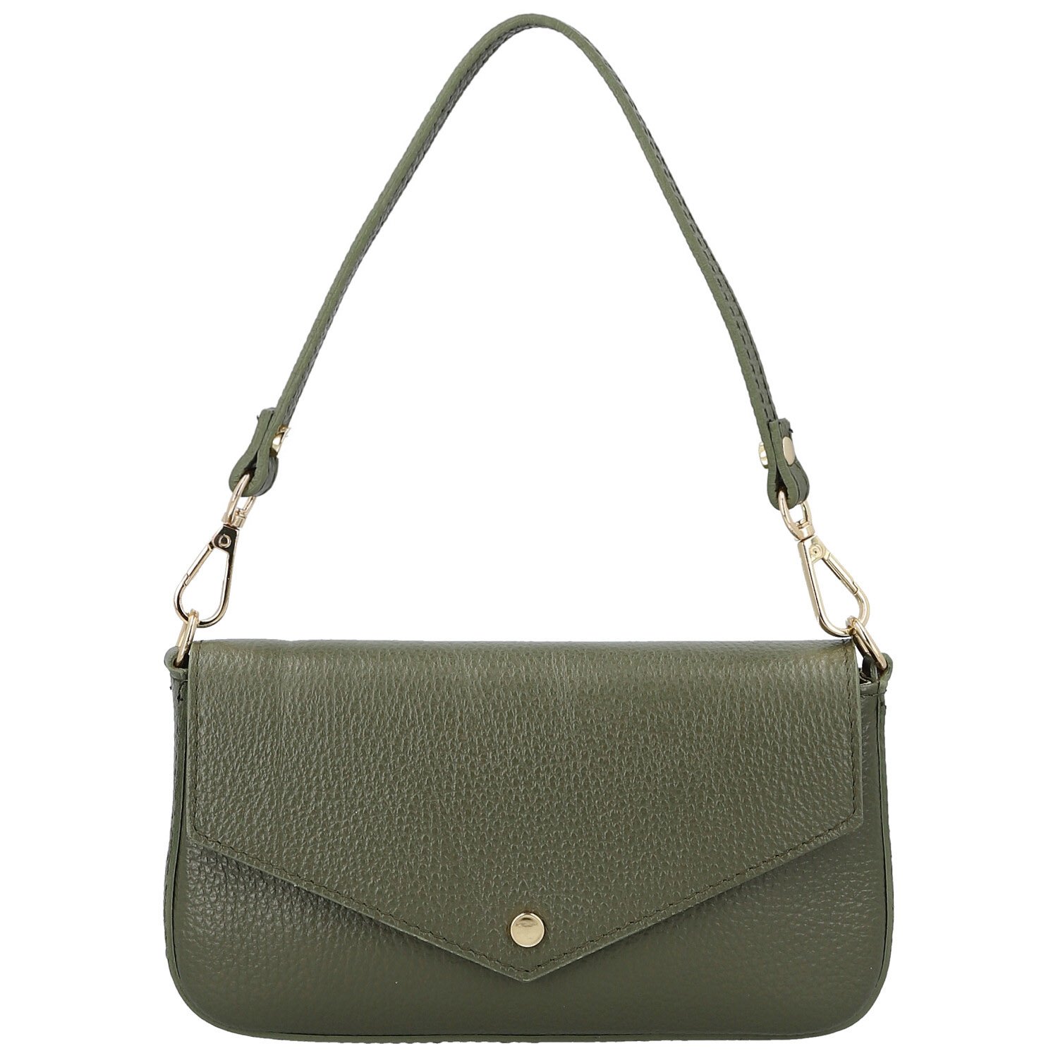 Dámska kožená kabelka na rameno tmavo zelená - Delami Vera Pelle Aksely