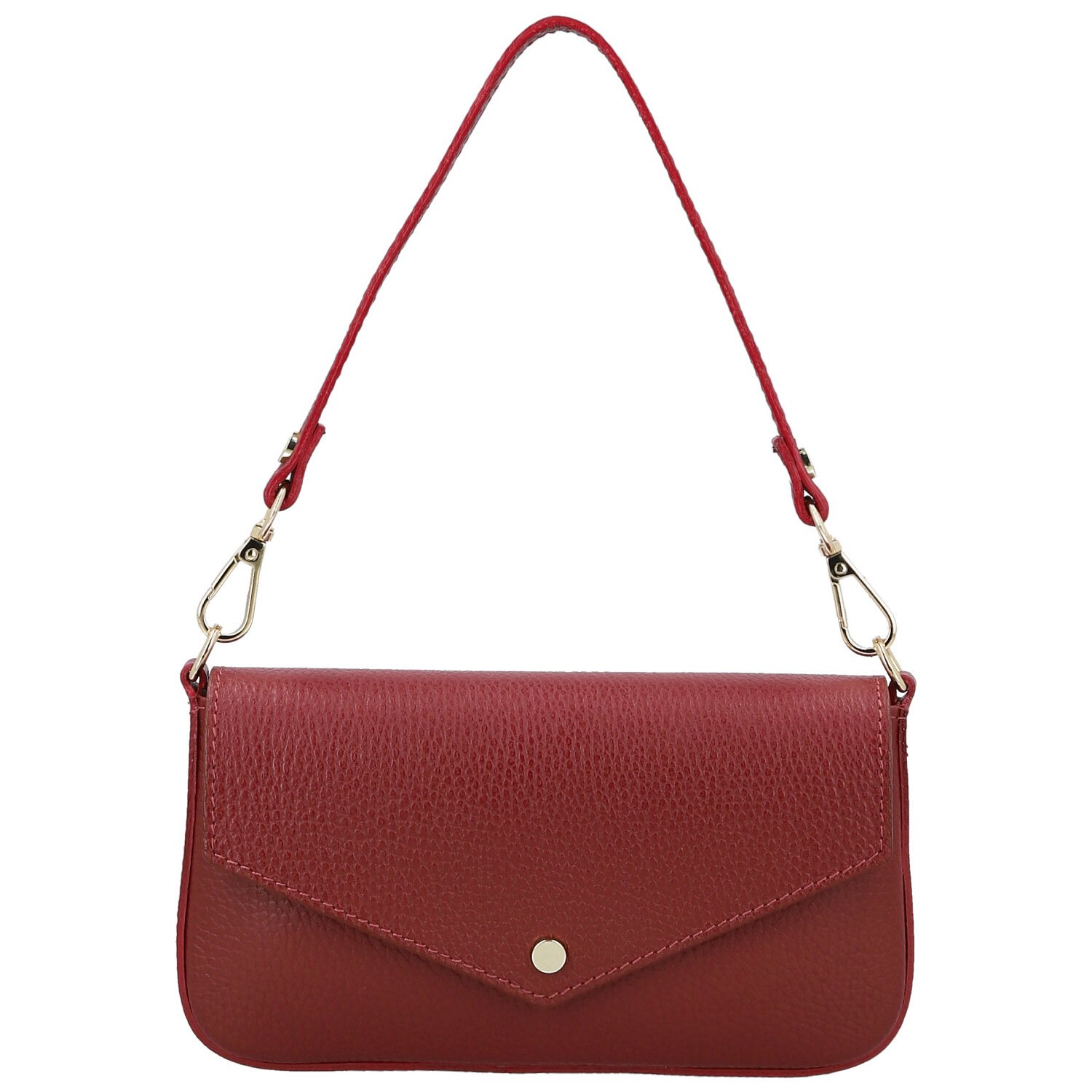 Dámska kožená kabelka na rameno tmavo červená - Delami Vera Pelle Aksely