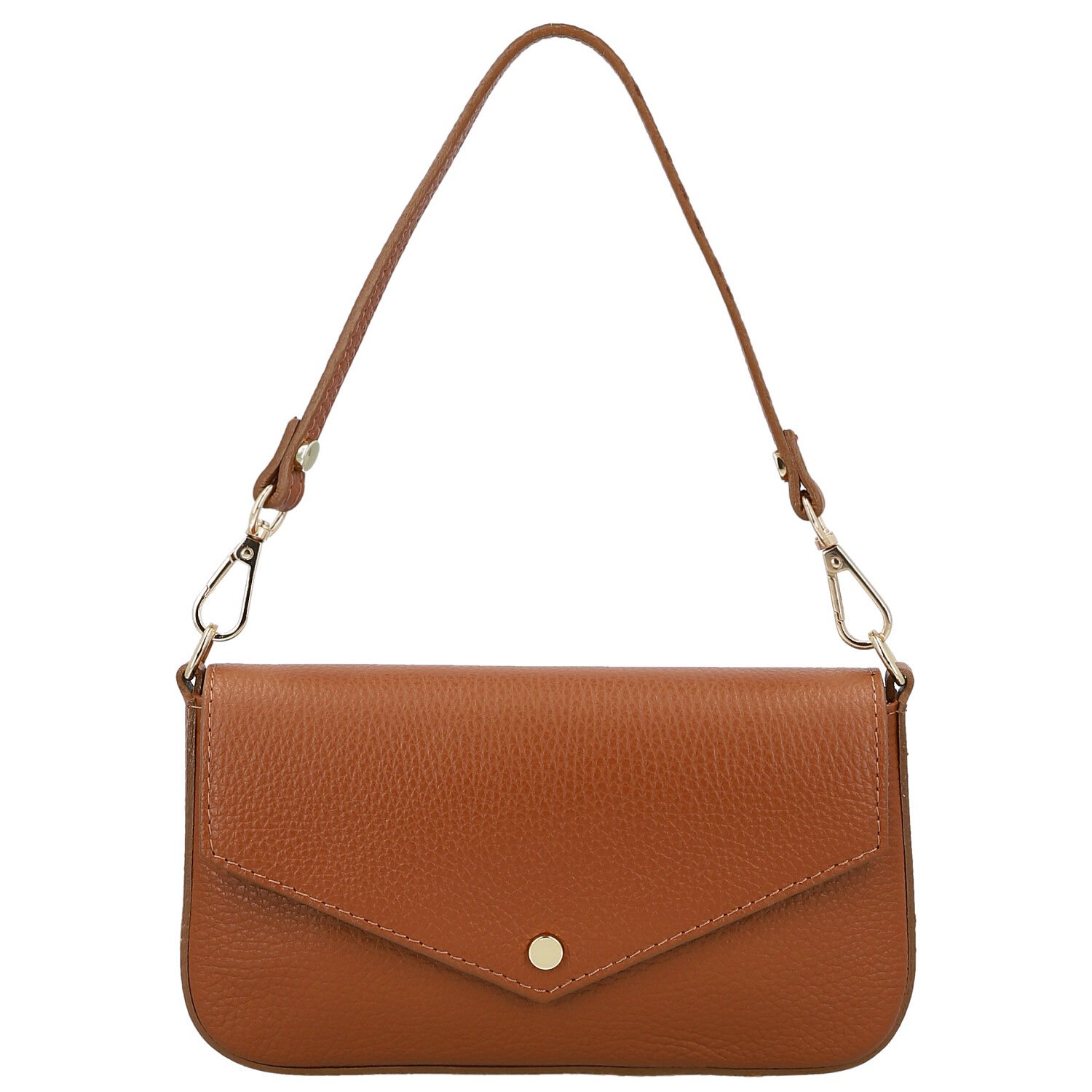 Dámska kožená kabelka na rameno koňaková - Delami Vera Pelle Aksely