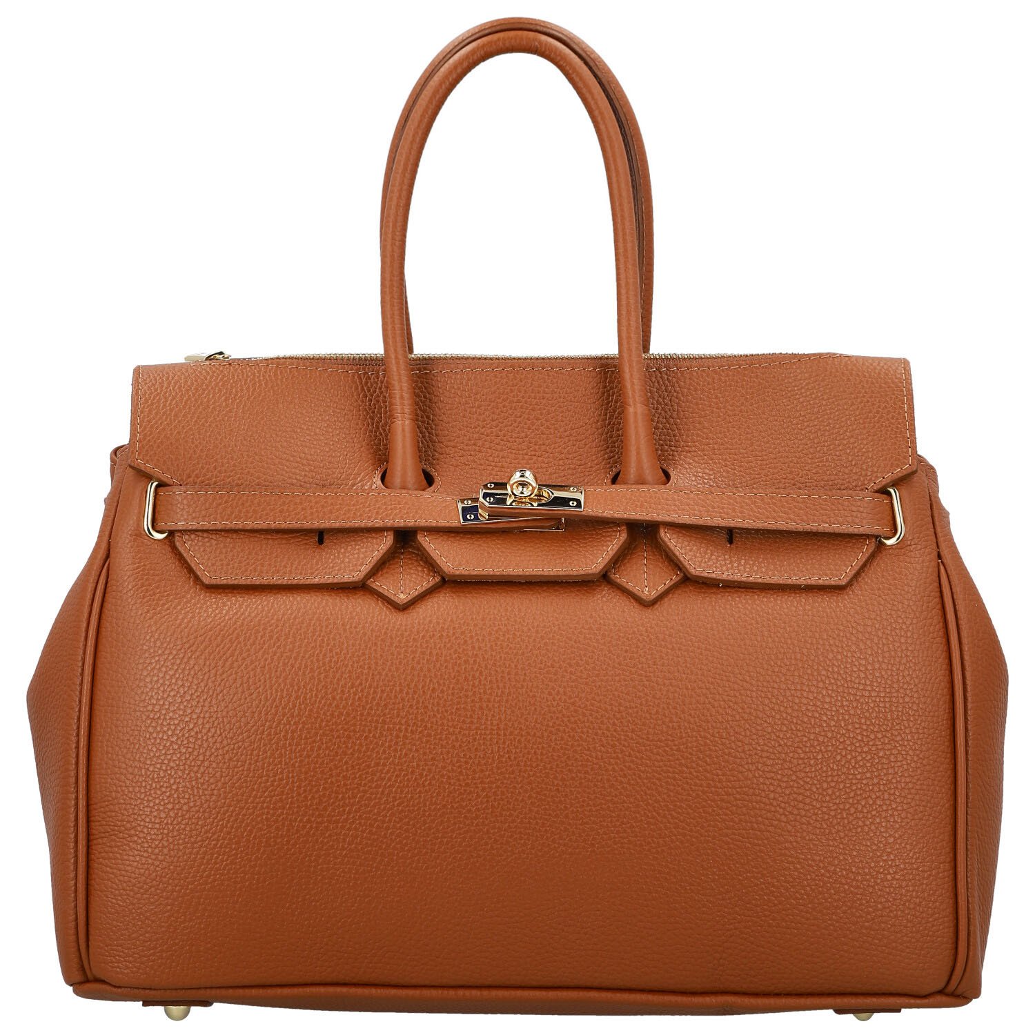 Dámska kožená kabelka na rameno koňaková - Delami Vera Pelle Klarista