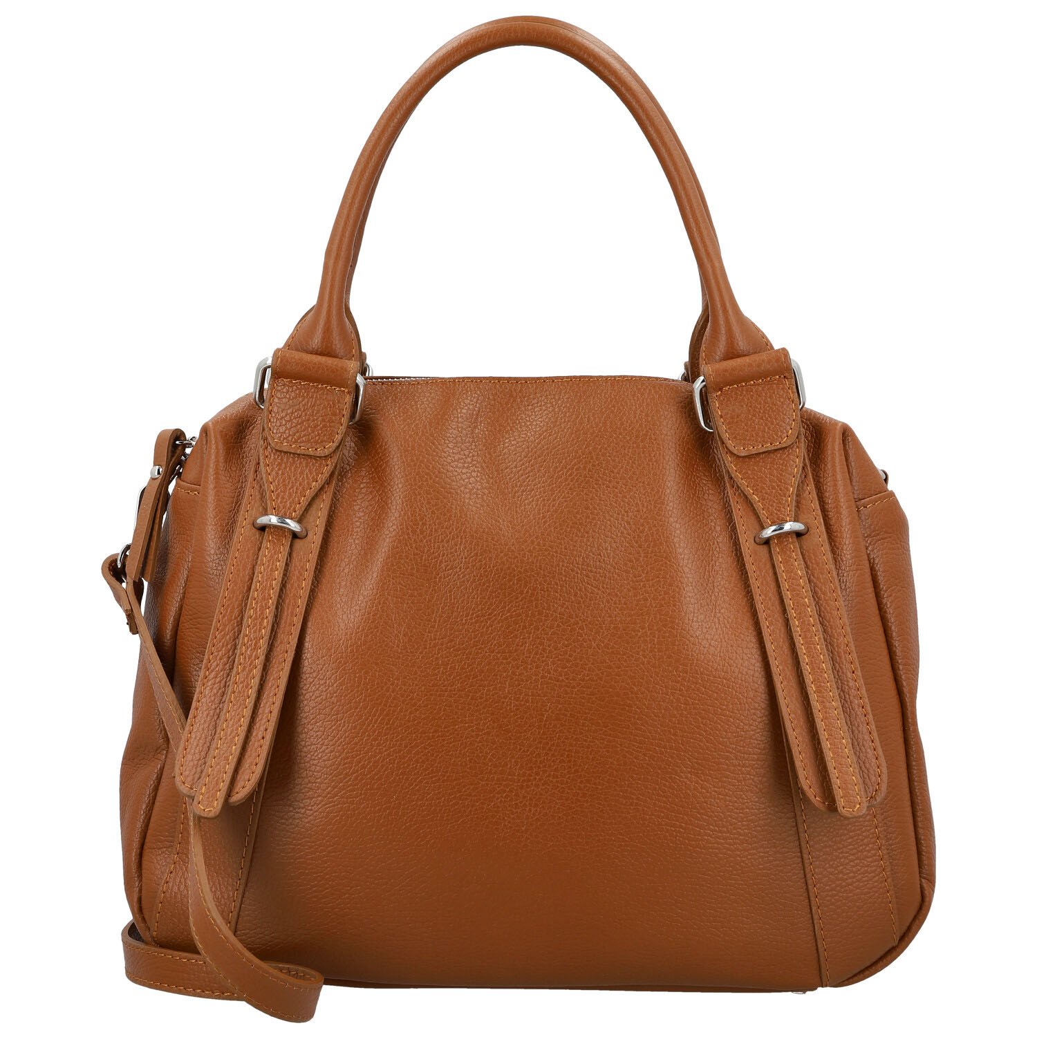 Dámska kožená kabelka na rameno koňaková - Delami Vera Pelle Tirza