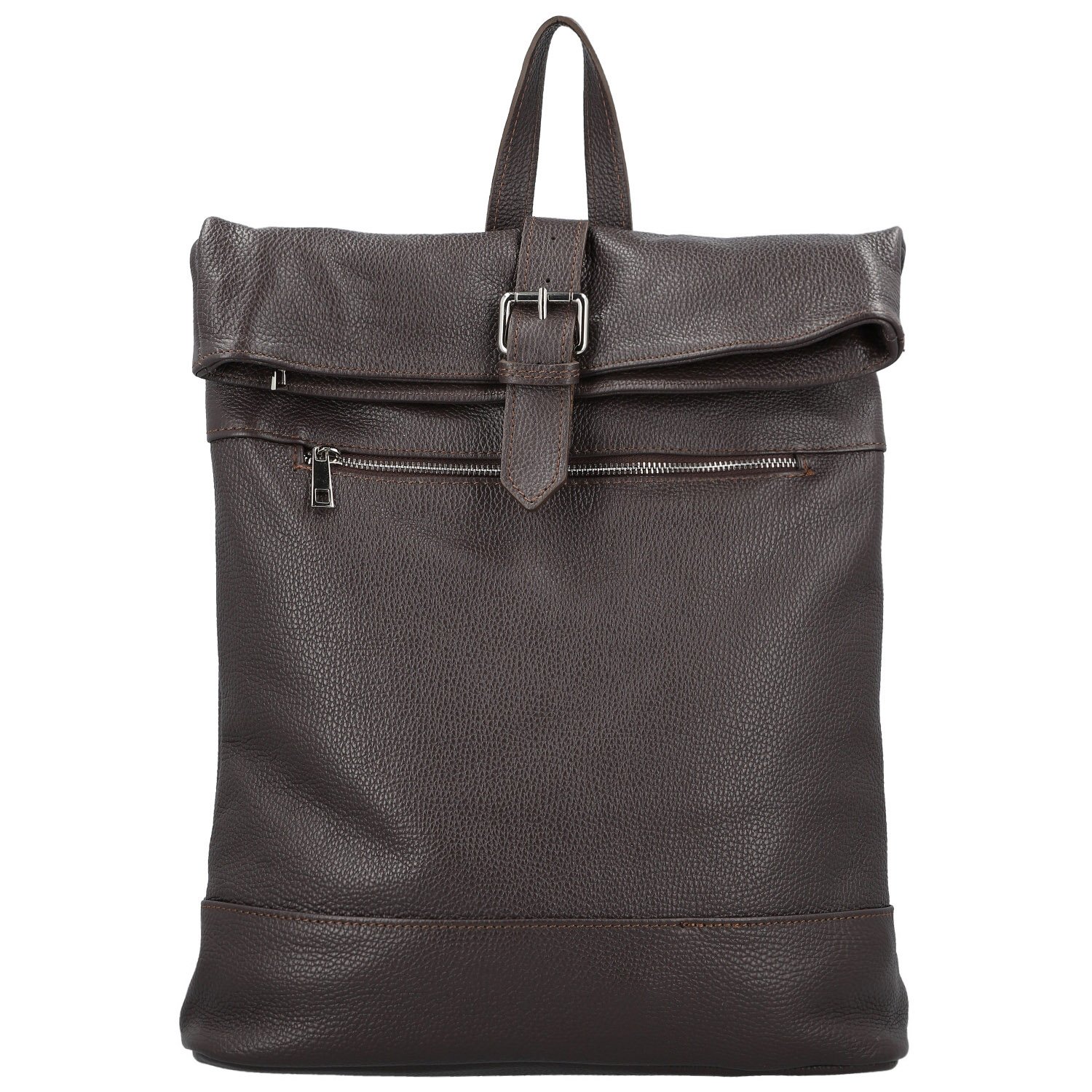 Dámsky kožený batoh tmavo hnedý - Delami Vera Pelle Jorge