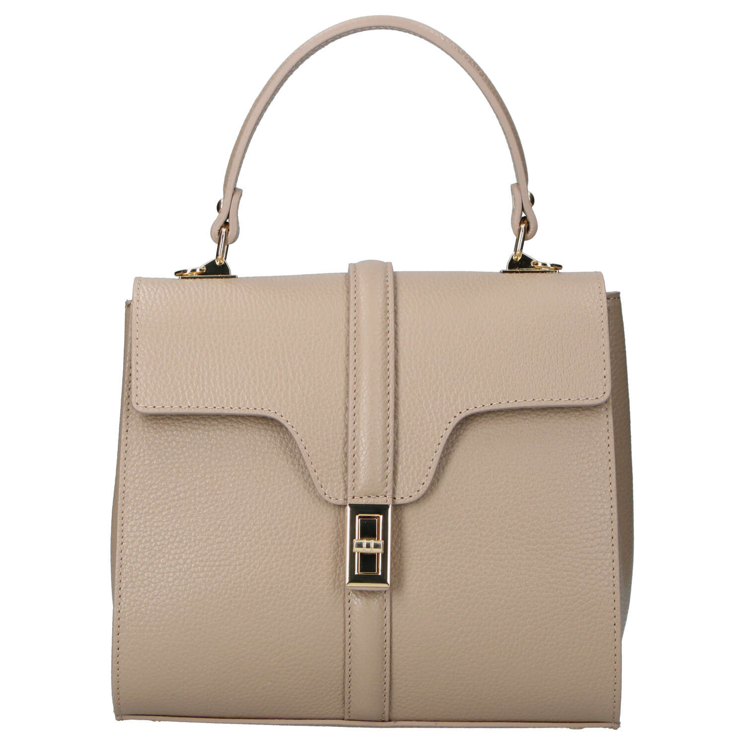 Dámska kožená kabelka do ruky tmavo béžová - Delami Vera Pelle Alessia