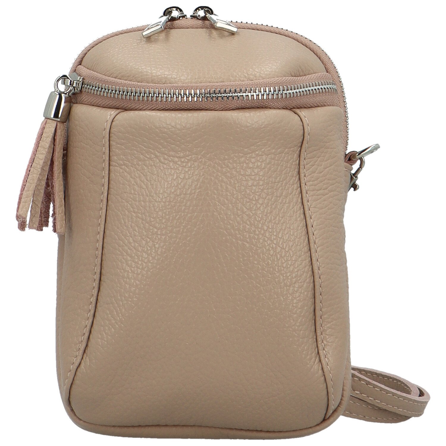 Dámska kožená crossbody kabelka béžová - Delami Vera Pelle Thierry