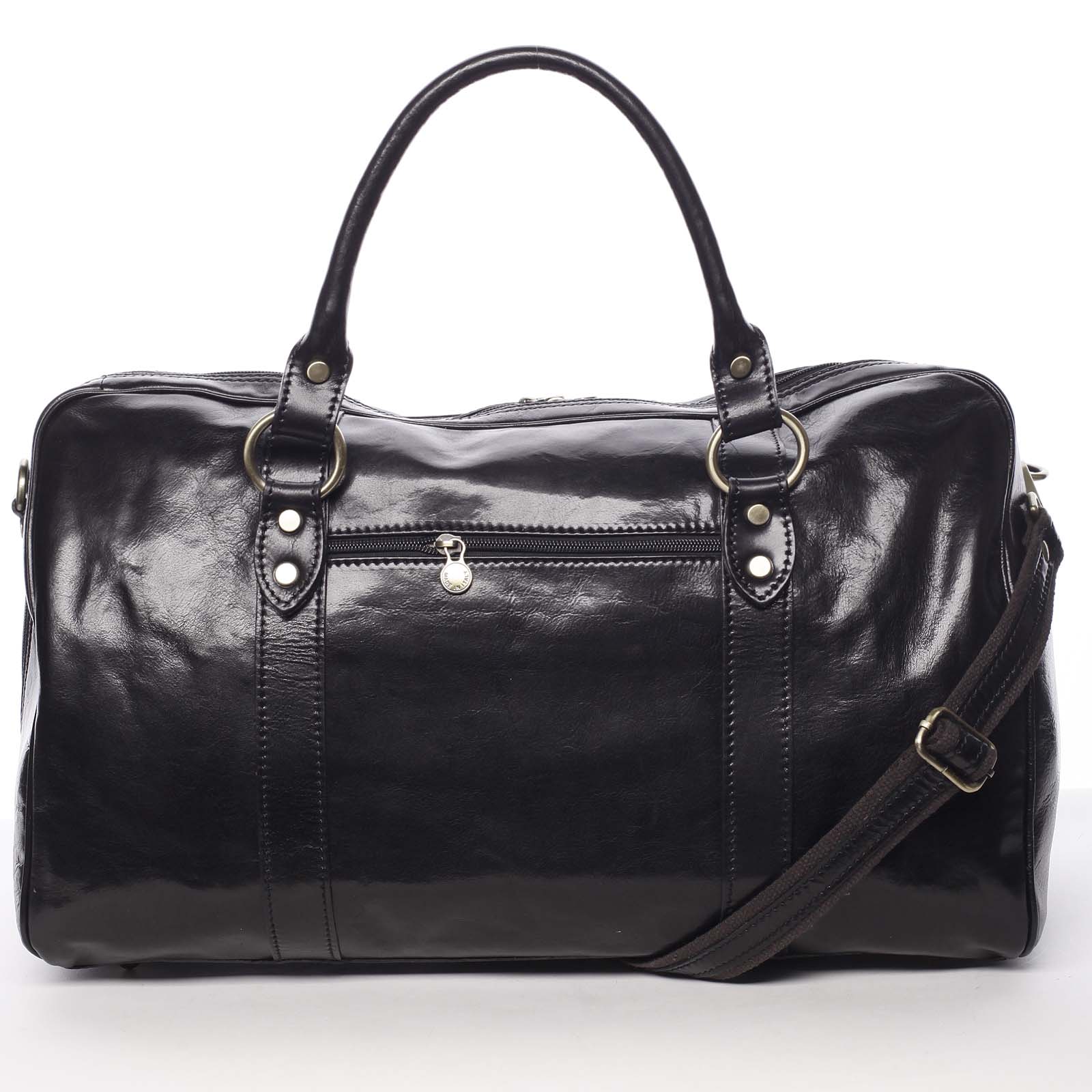 Cestovná kožená taška čierna - Delami Vera Pelle Equado