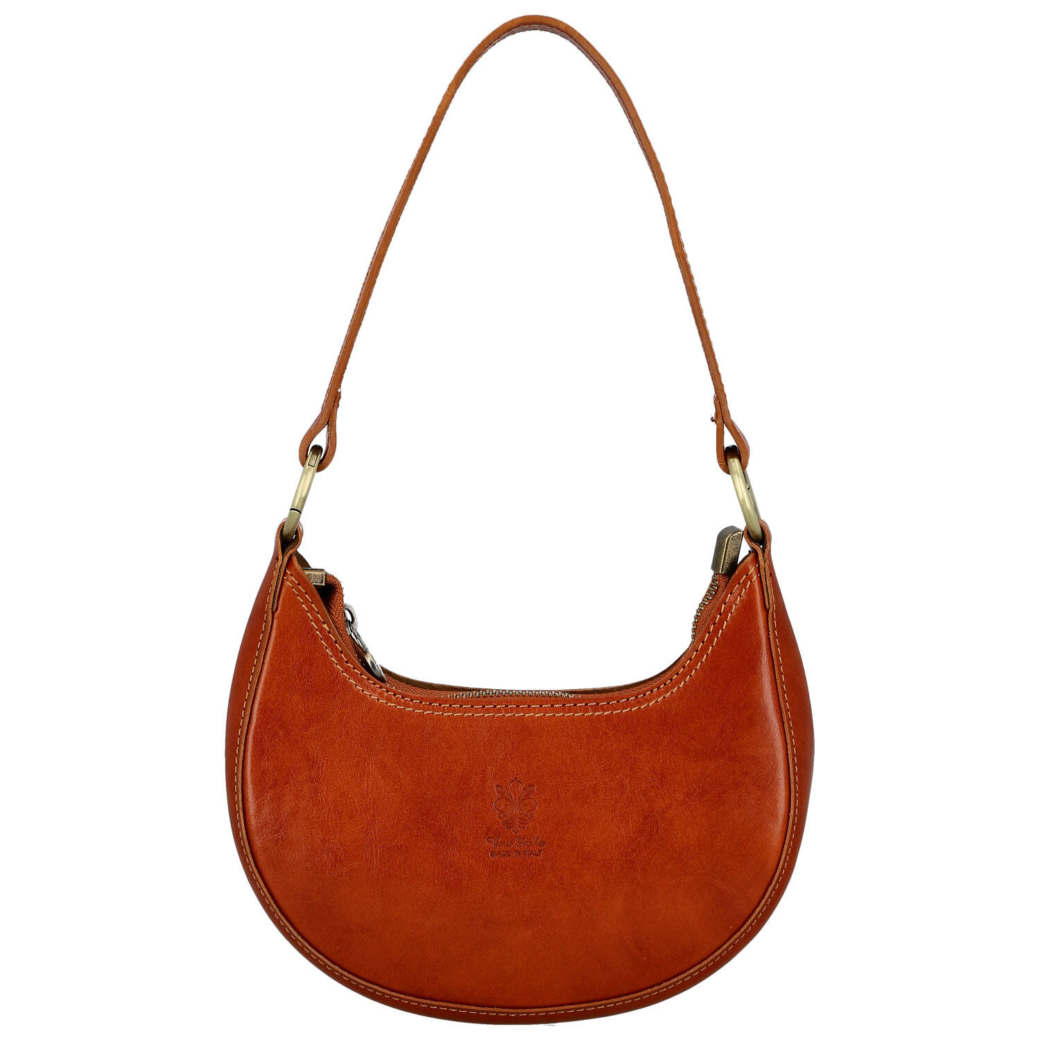 Dámska kožená kabelka na rameno koňaková - Delami Vera Pelle Fidelie