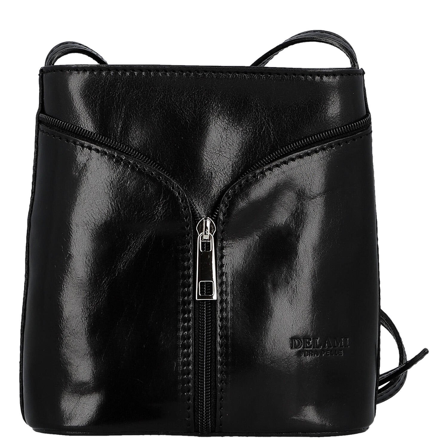Dámska kožená crossbody kabelka čierna - Delami Vera Pelle Orsolya 