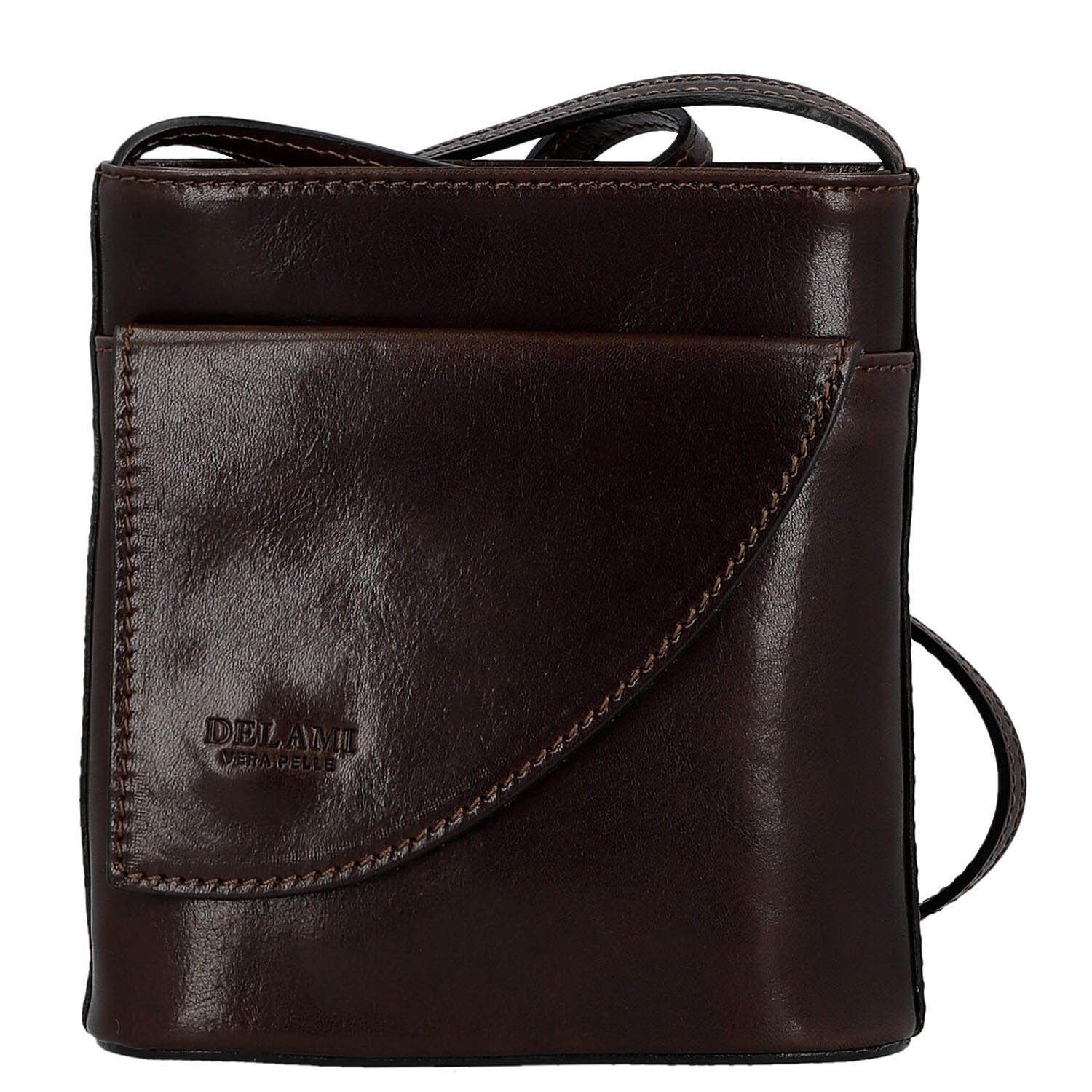 Dámska kožená crossbody kabelka tmavo hnedá - Delami Vera Pelle Ilaria