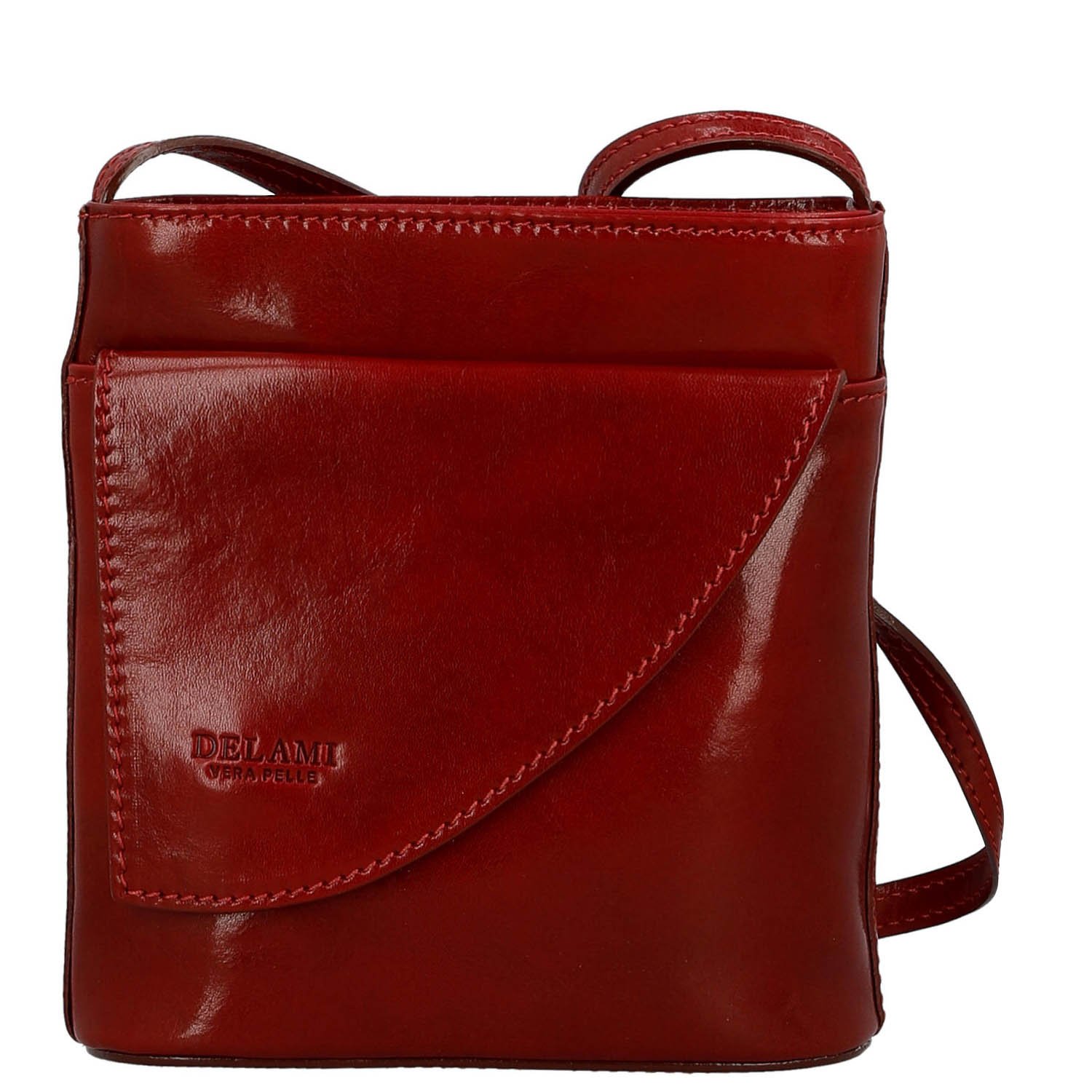 Dámska kožená crossbody kabelka červená - Delami Vera Pelle Ilaria