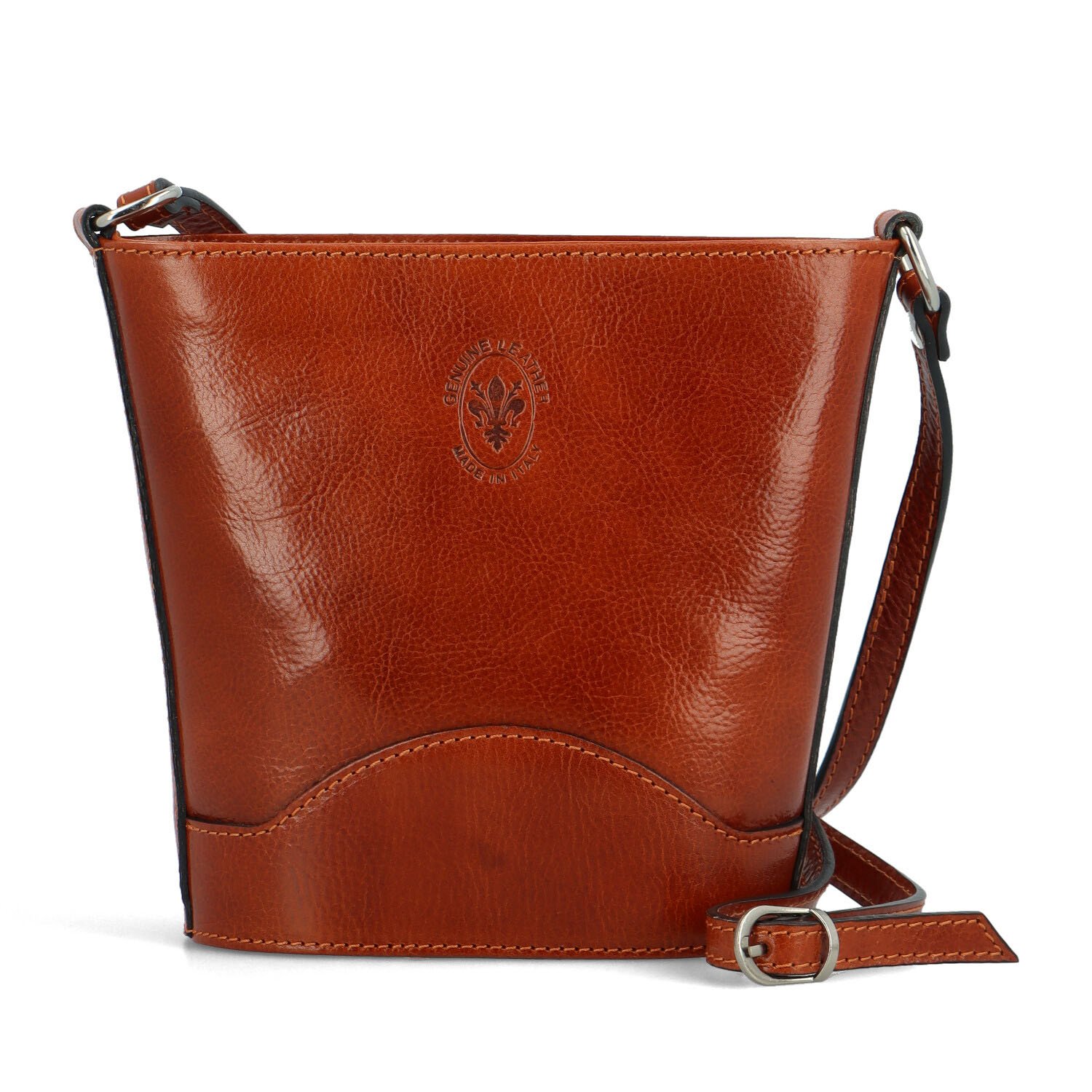 Dámska kožená crossbody kabelka koňaková - Delami Saimix