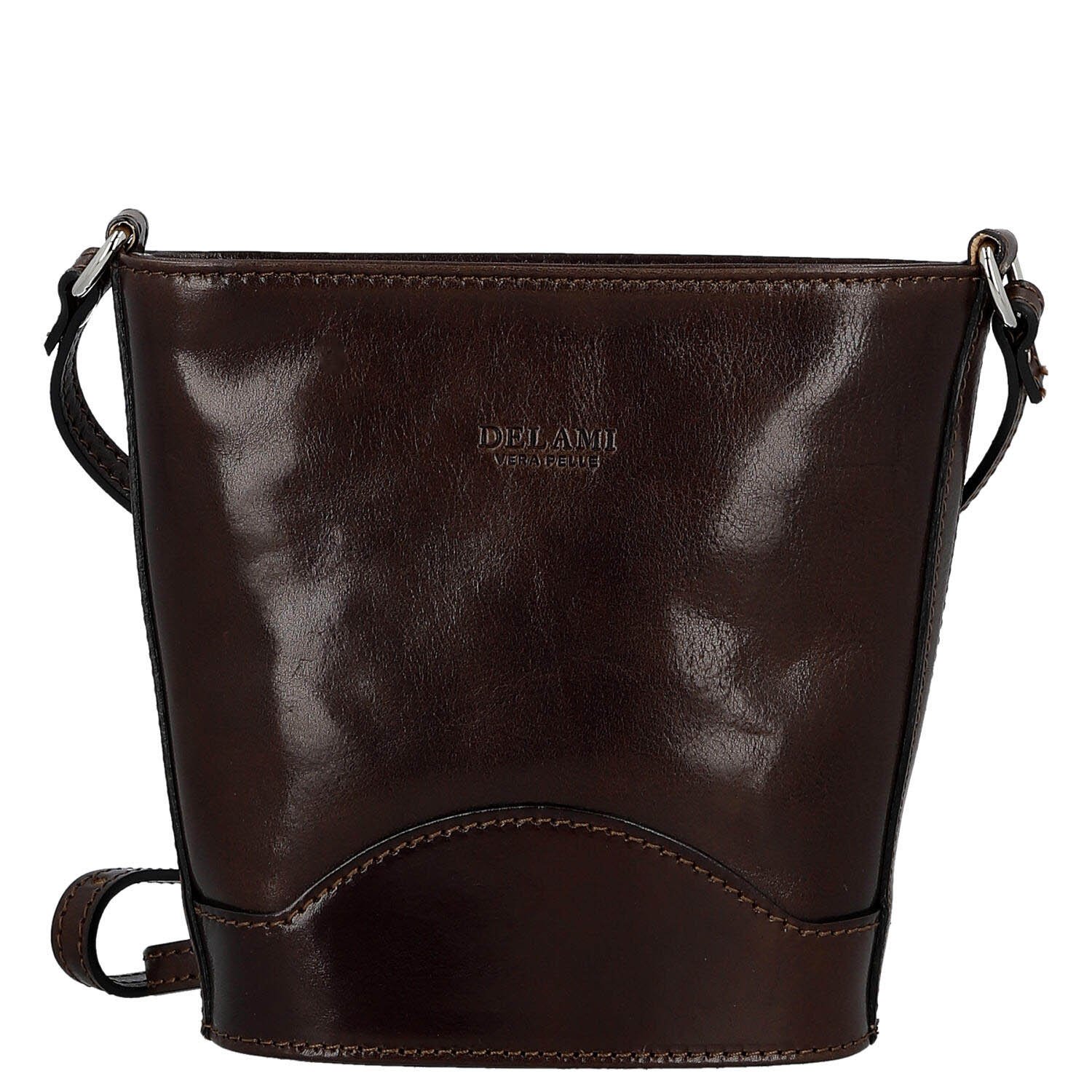 Dámska kožená crossbody kabelka tmavo hnedá - Delami Vera Pelle Saimix