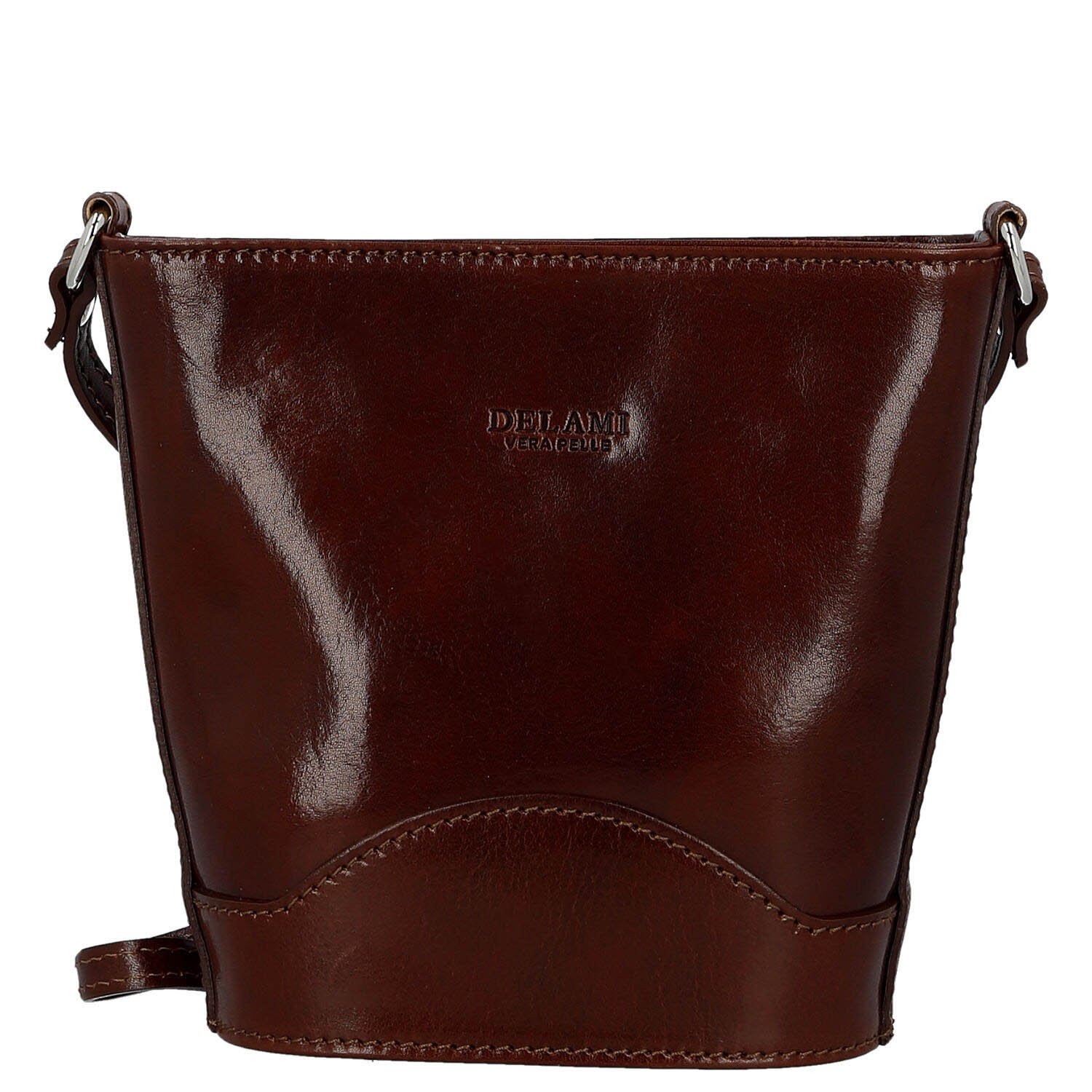 Dámska kožená crossbody kabelka hnedá - Delami Vera Pelle Saimix