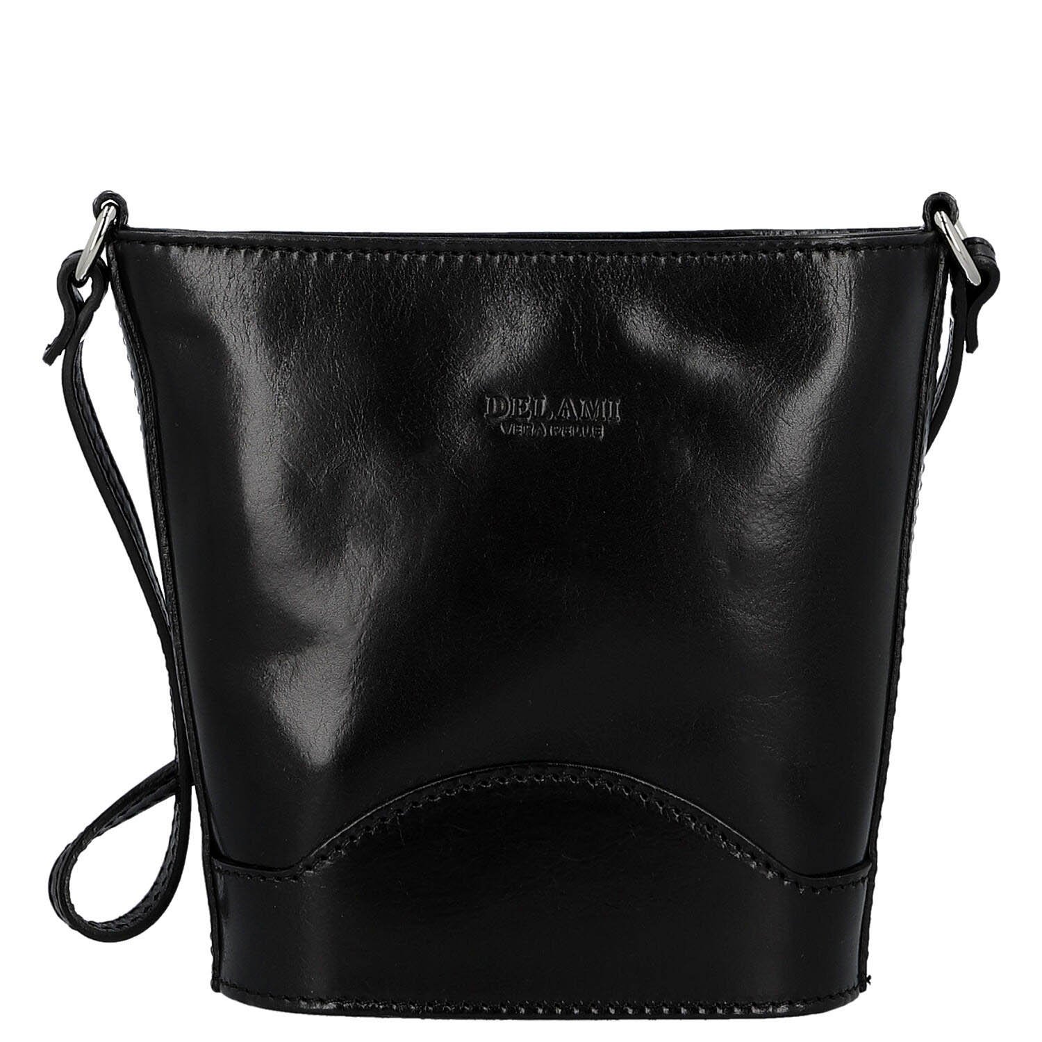 Dámska kožená crossbody kabelka čierna - Delami Vera Pelle Saimix