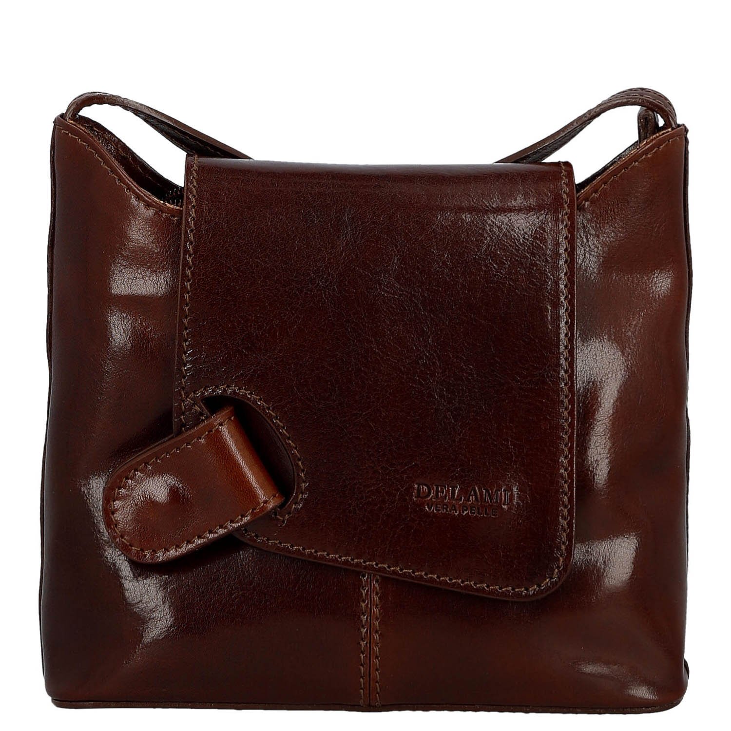 Dámska kožená crossbody kabelka hnedá - Delami Vera Pelle Belisa