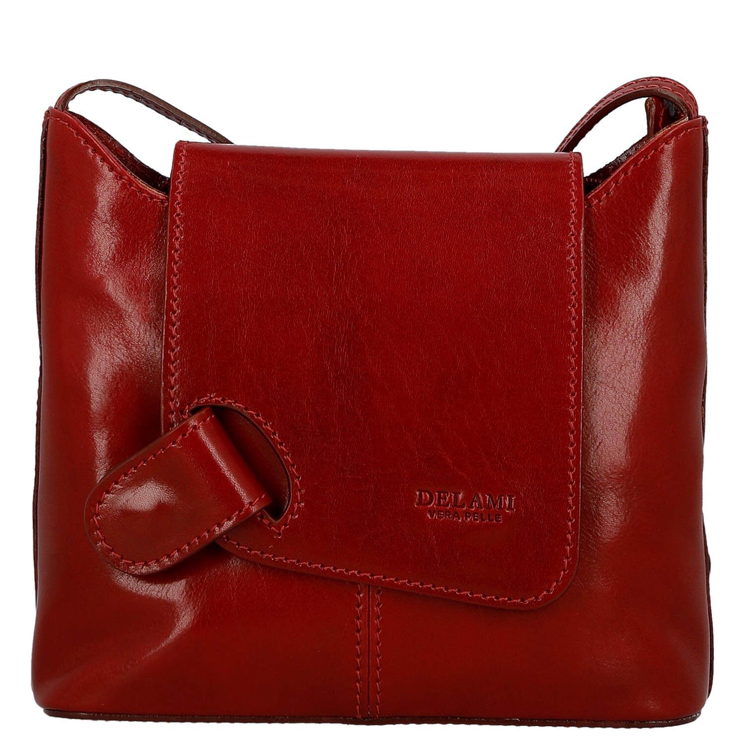 Dámska kožená crossbody kabelka červená - Delami Vera Pelle Belisa