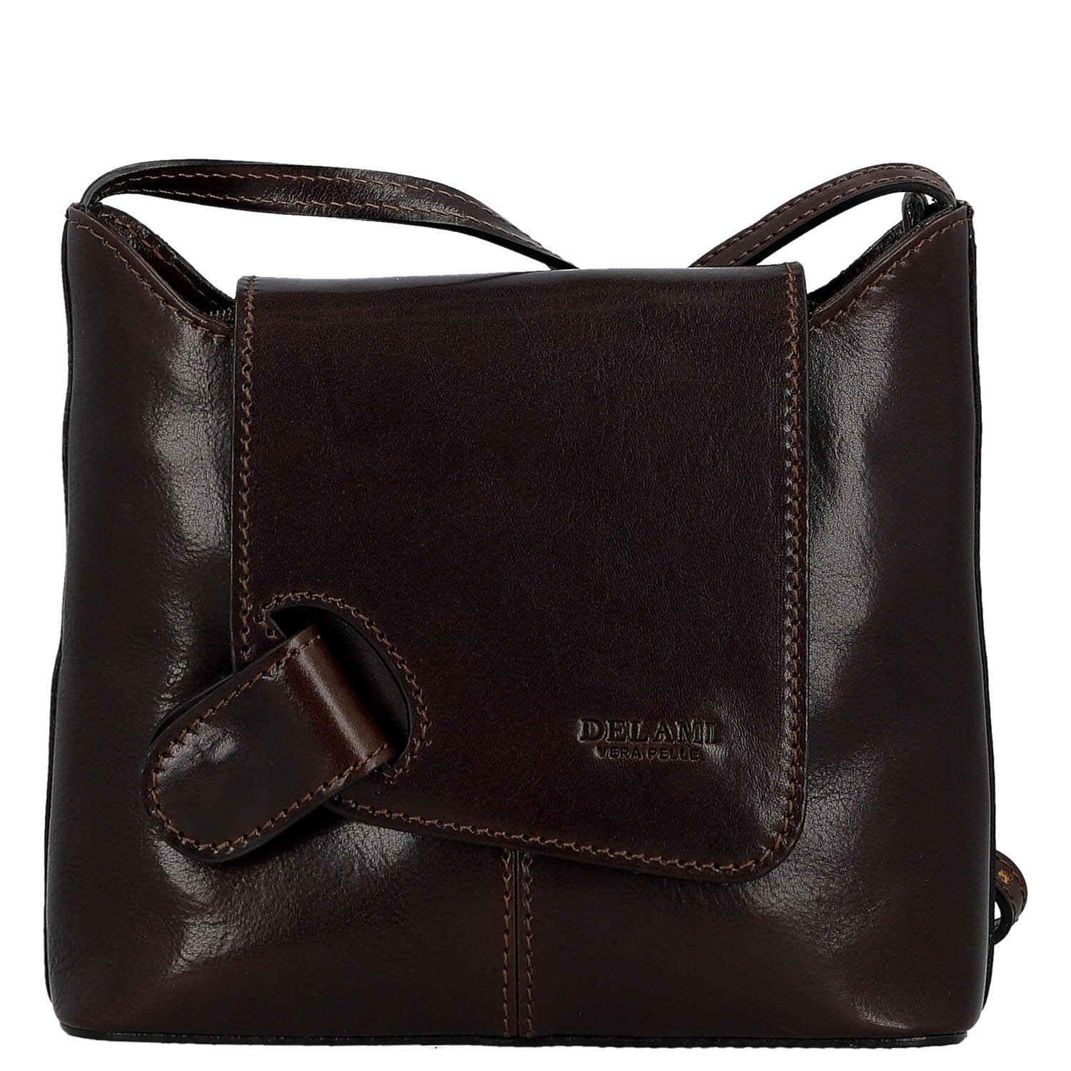 Dámska kožená crossbody kabelka tmavo hnedá - Delami Vera Pelle Belisa