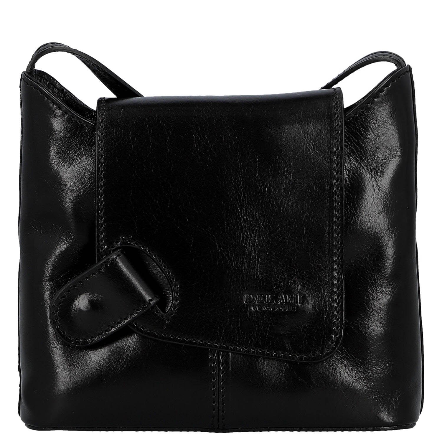 Dámska kožená crossbody kabelka čierna - Delami Vera Pelle Belisa