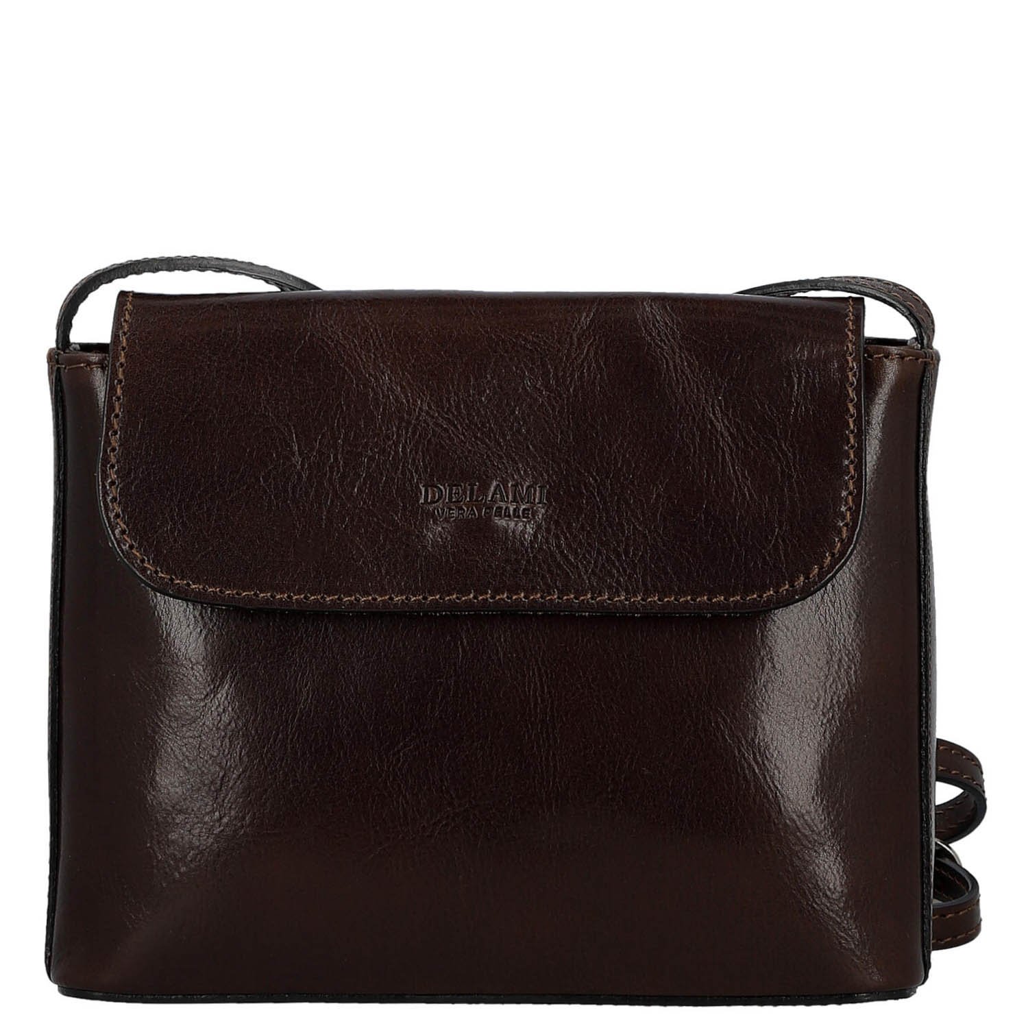 Dámska kožená crossbody kabelka tmavo hnedá - Delami Vera Pelle Maryam New