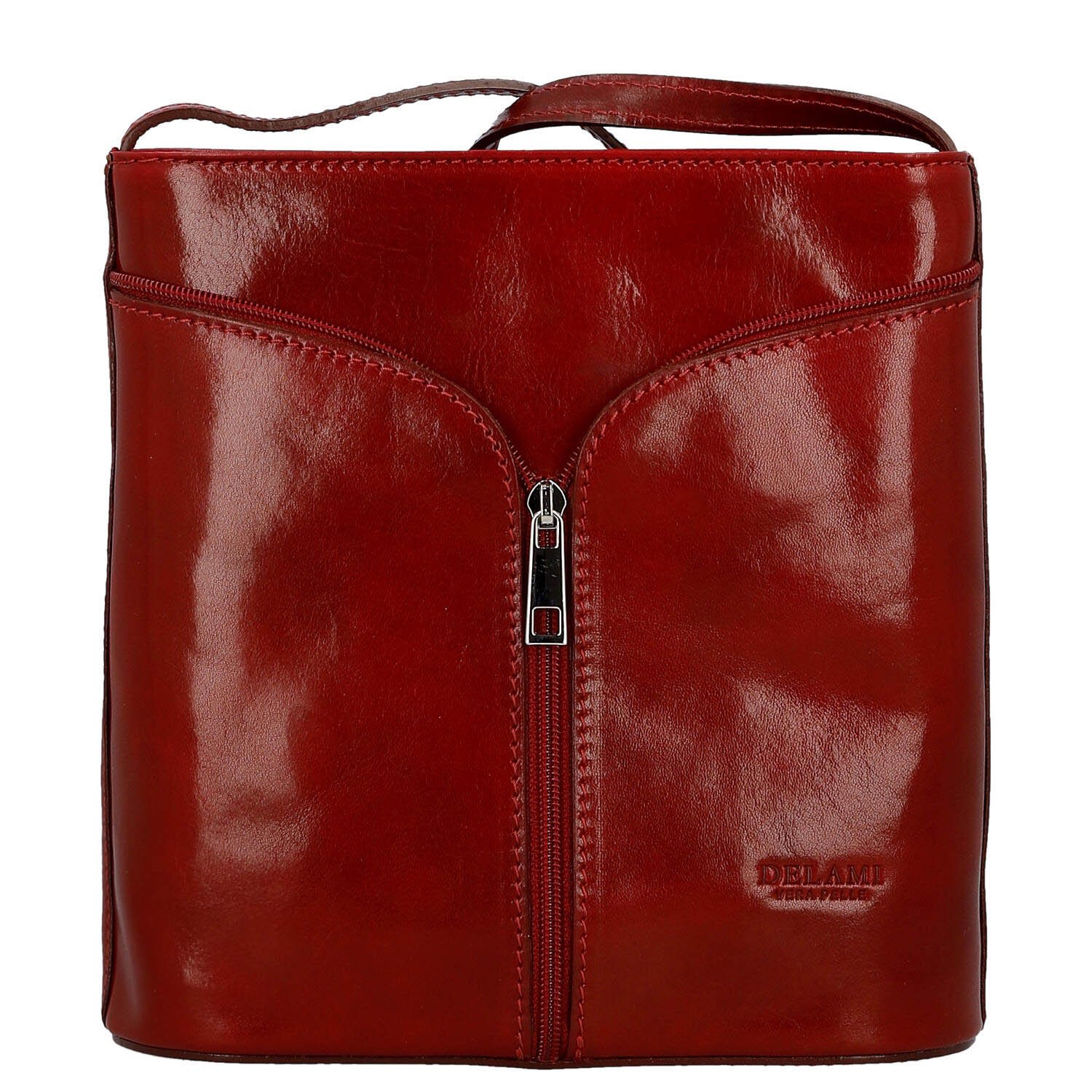 Dámska kožená crossbody kabelka červená - Delami Vera Pelle Nemia