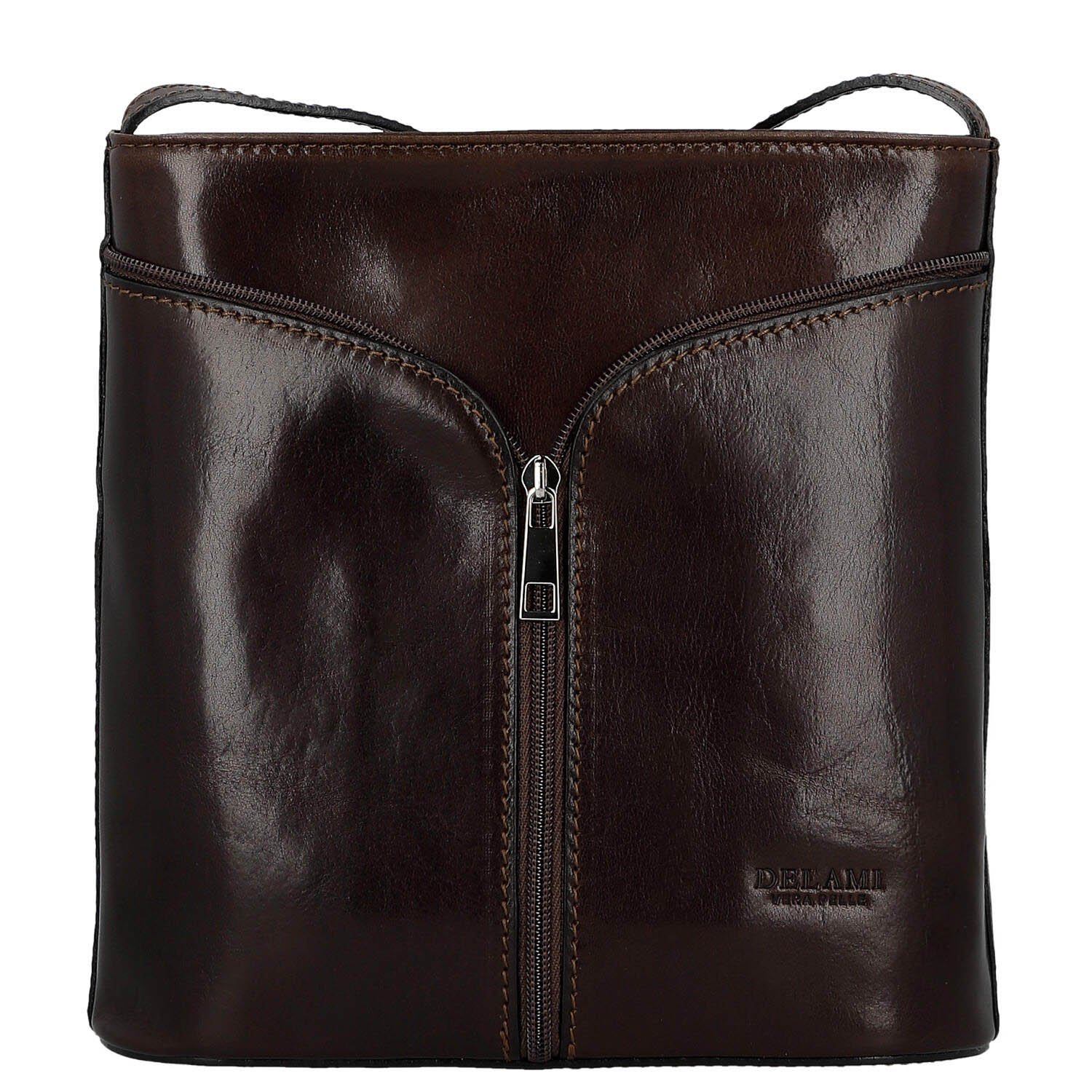 Dámska kožená crossbody kabelka tmavo hnedá - Delami Vera Pelle Nemia