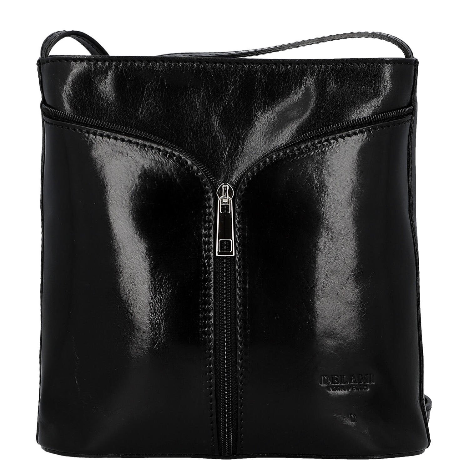 Dámska kožená crossbody kabelka čierna - Delami Vera Pelle Nemia