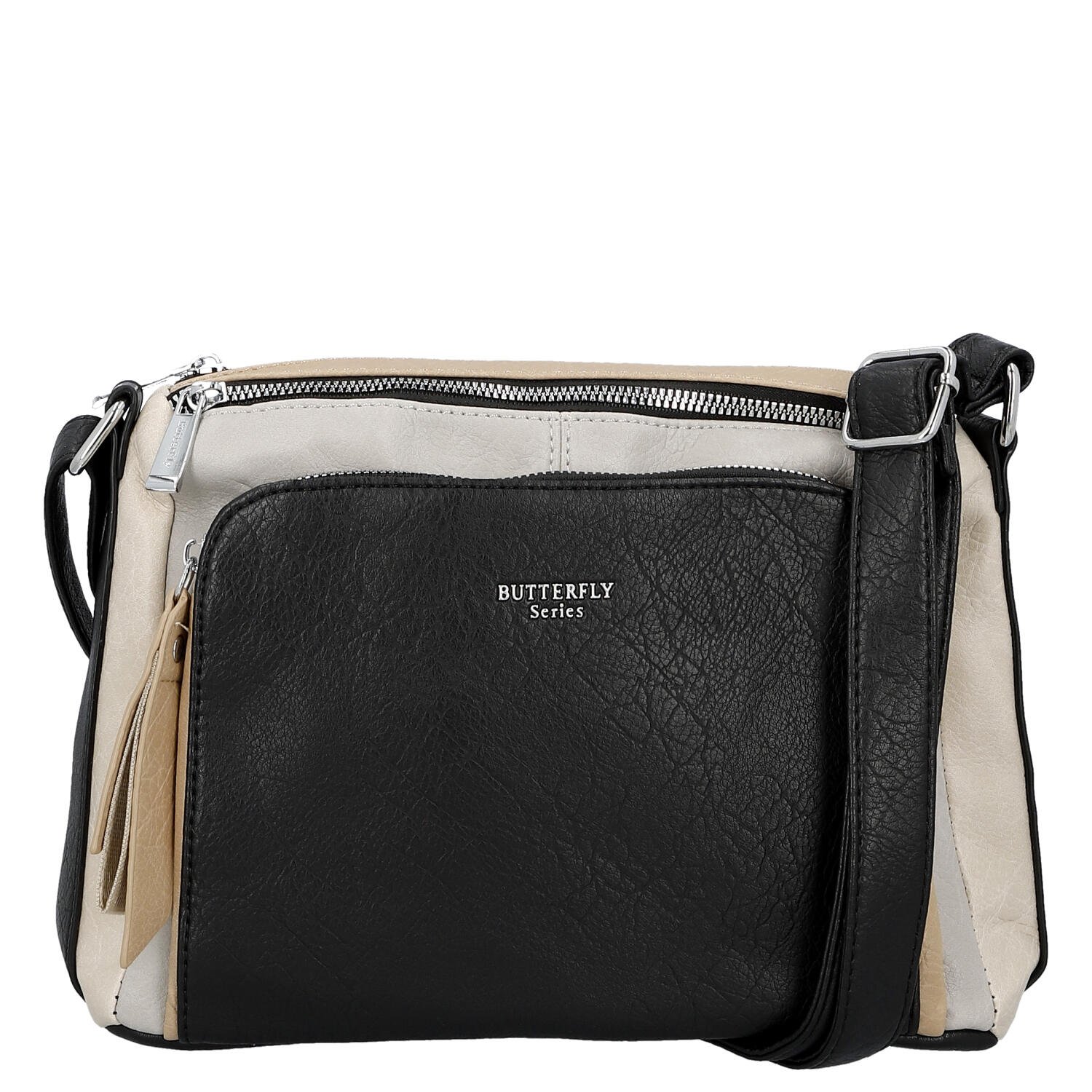 Dámska crossbody kabelka čierna/béžová - Firenze Joelle