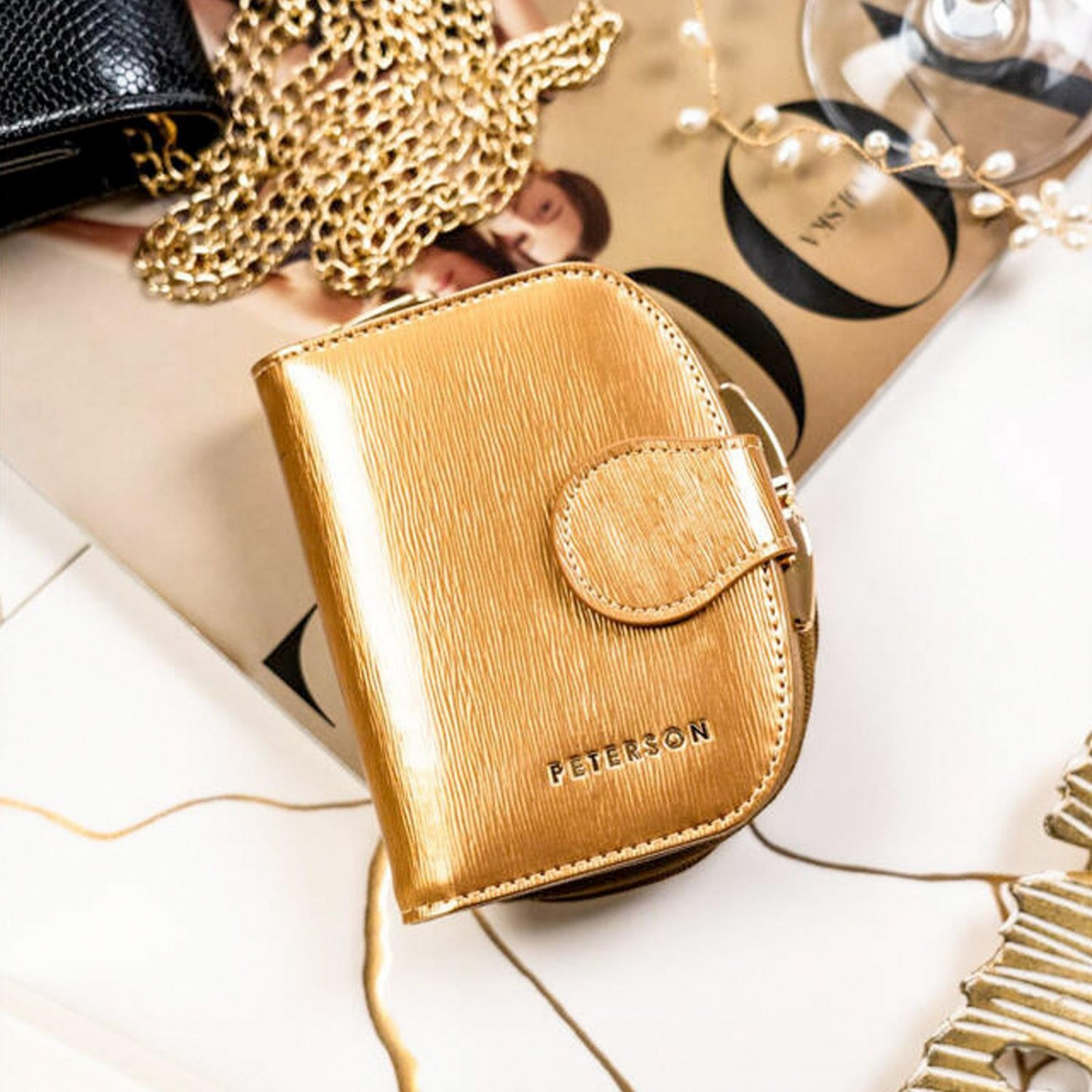 Dámska kožená peňaženka zlatá - Peterson Gracie