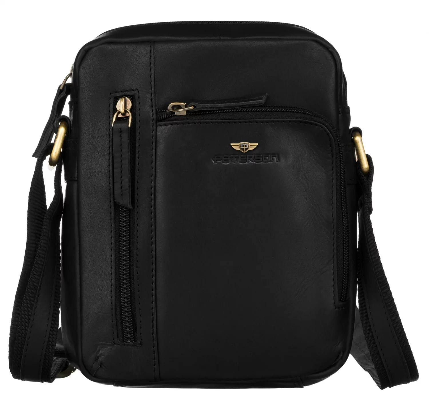 Pánska kožená crossbody taška čierna - Peterson Ridas