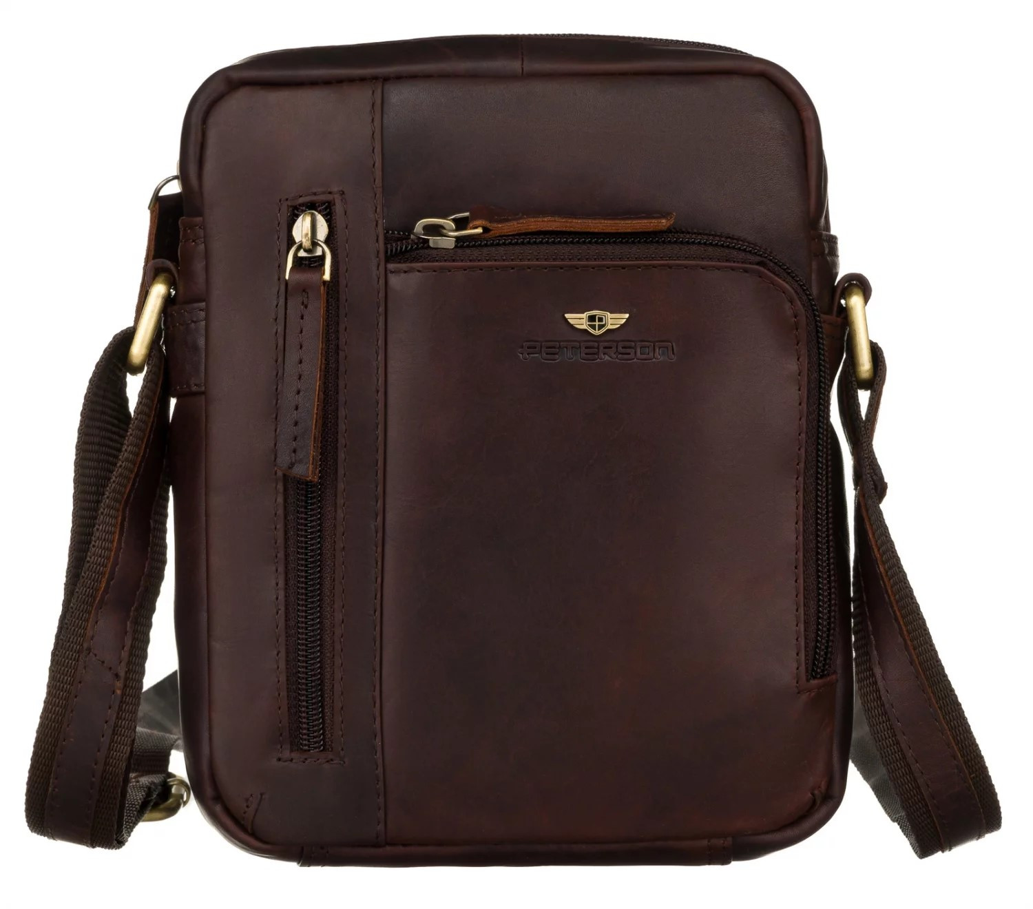 Pánska kožená crossbody taška hnedá - Peterson Ridas