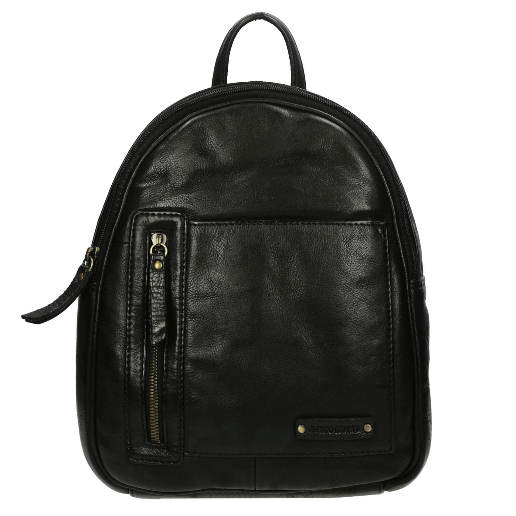 Dámsky luxusný kožený batôžtek čierny - Enrico Benetti Broof