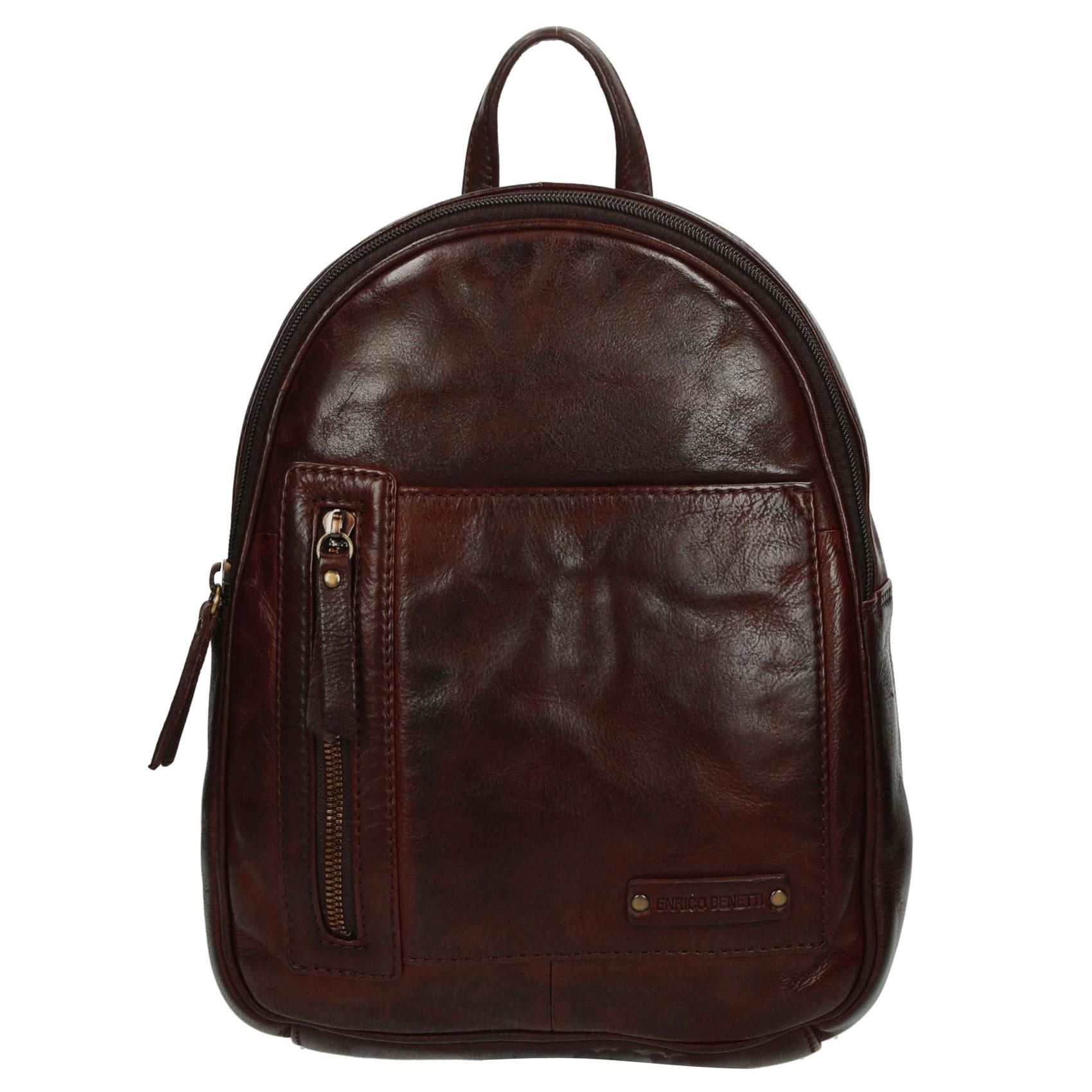 Dámsky luxusný kožený batôžtek tmavo hnedý - Enrico Benetti Broof