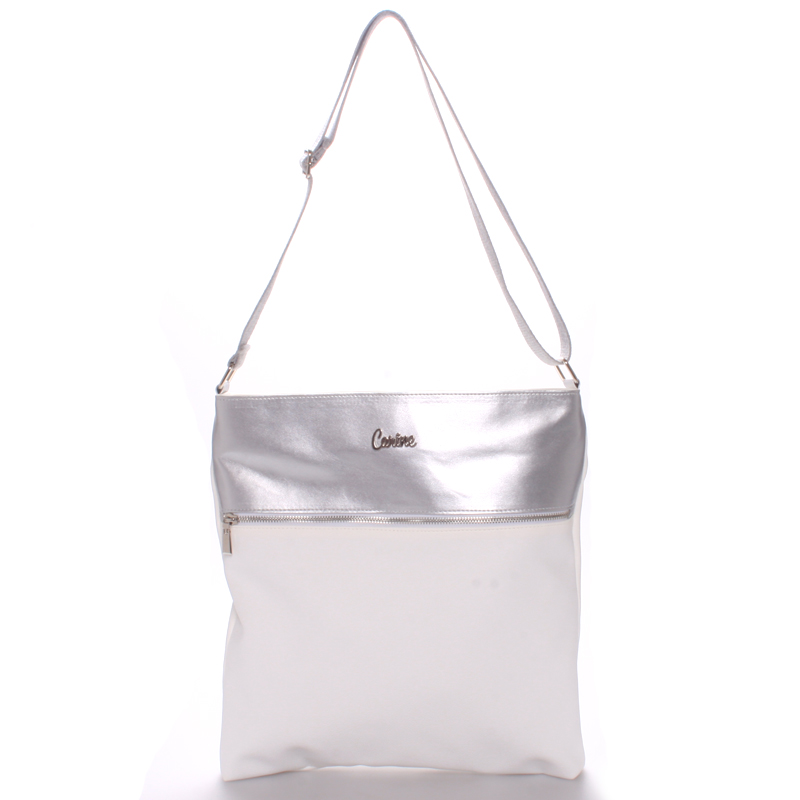 Dámska luxusná crossbody kabelka bielo strieborná - Carine Coletta