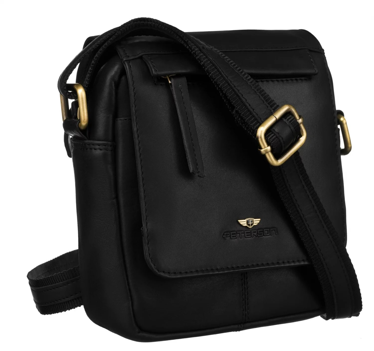 Pánska kožená crossbody taška čierna - Peterson Maxin