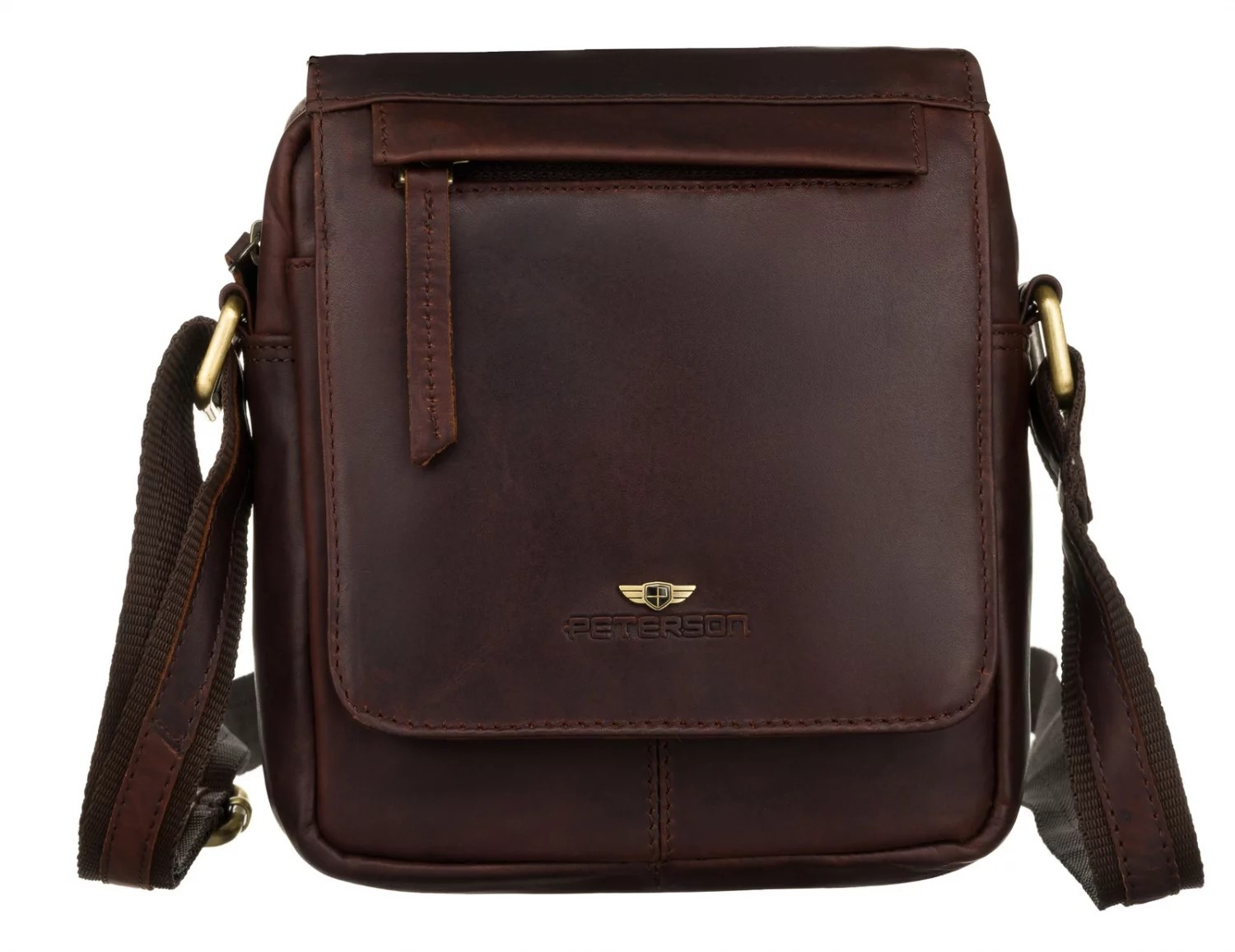 Pánska kožená crossbody taška hnedá - Peterson Maxin