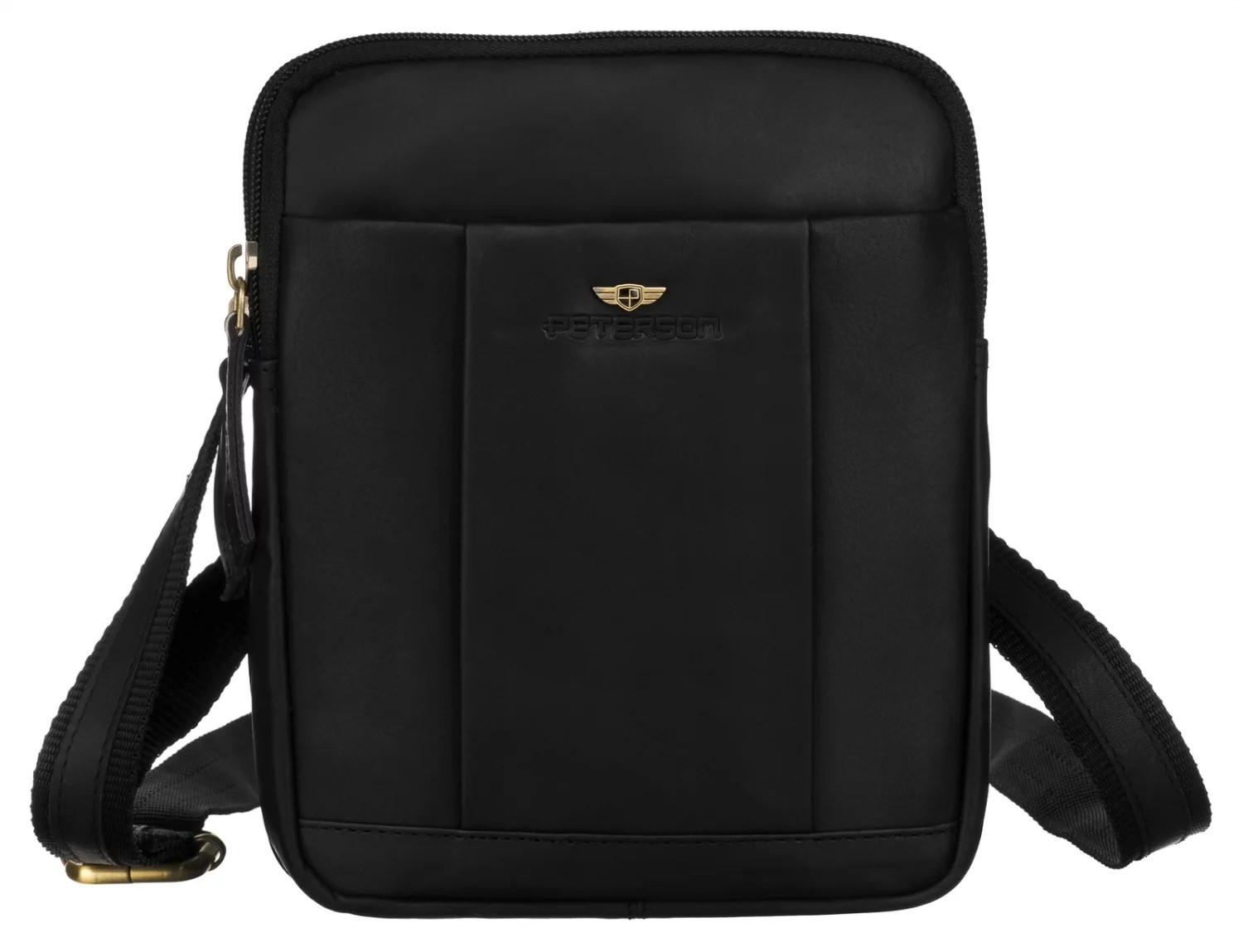 Pánska kožená crossbody taška čierna - Peterson Owen