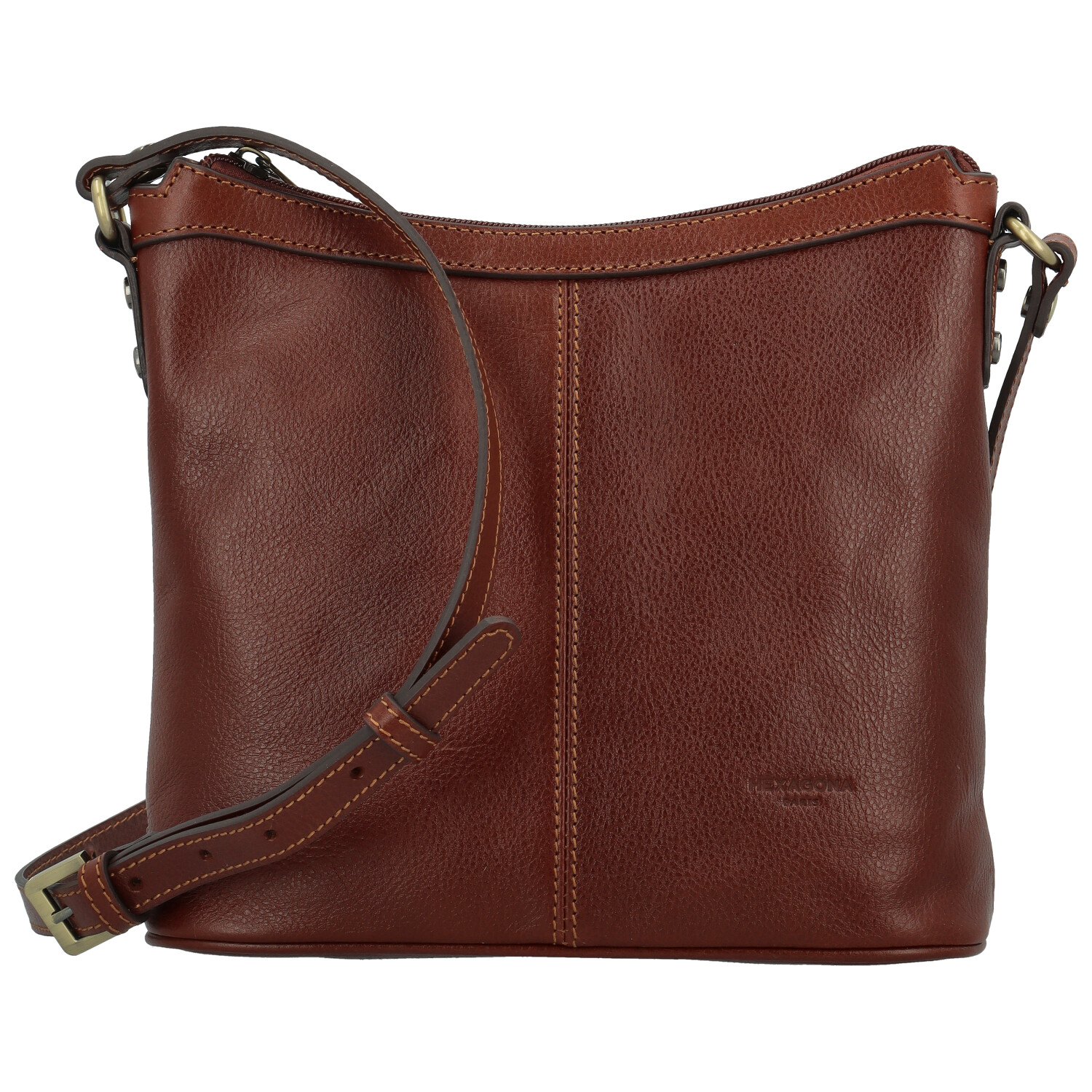 Dámska kožená crossbody kabelka hnedá - Hexagona Karmen