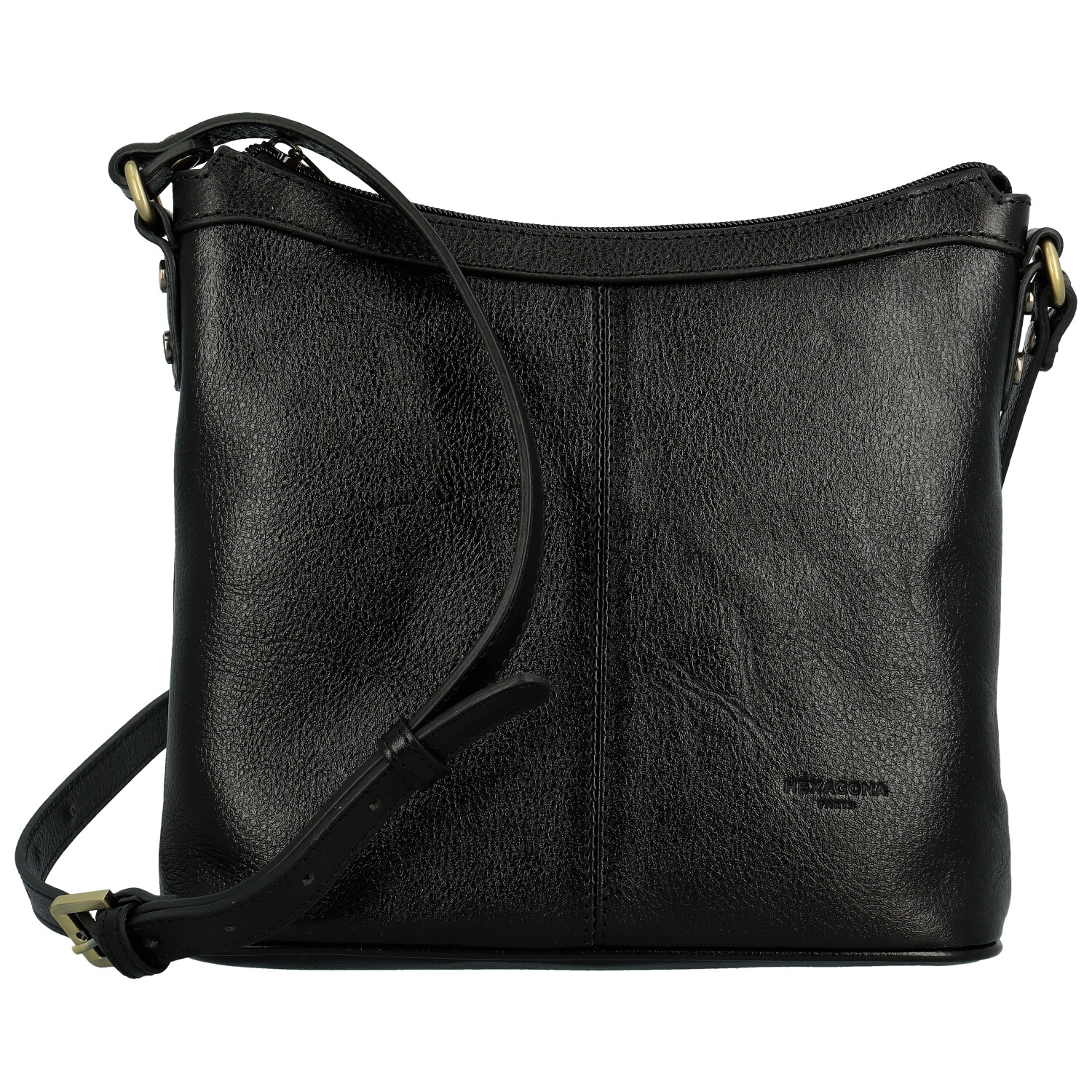 Dámska kožená crossbody kabelka čierna - Hexagona Karmen