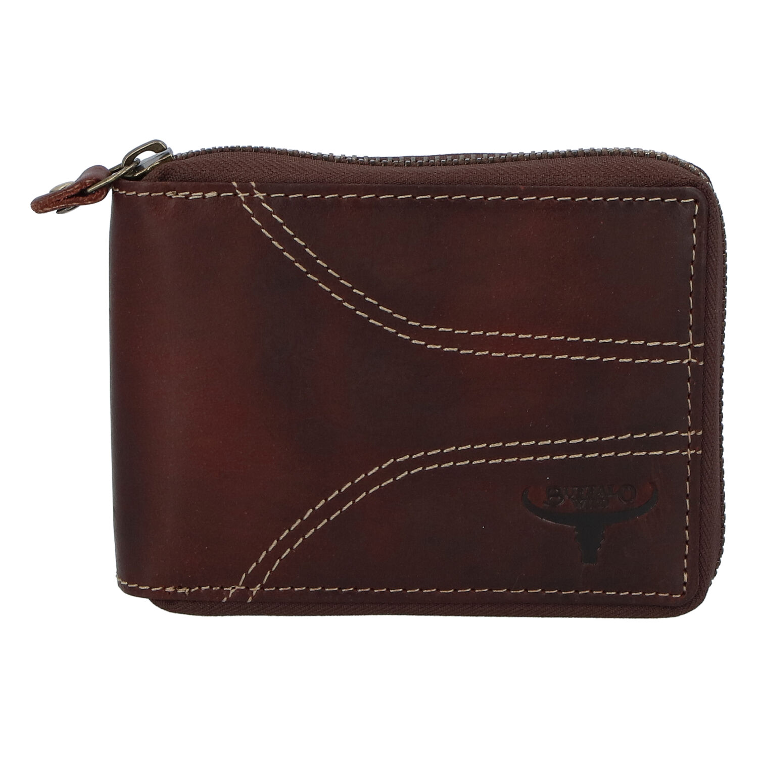 Pánska kožená brúsená peňaženka na zips hnedá - BUFFALO Bul