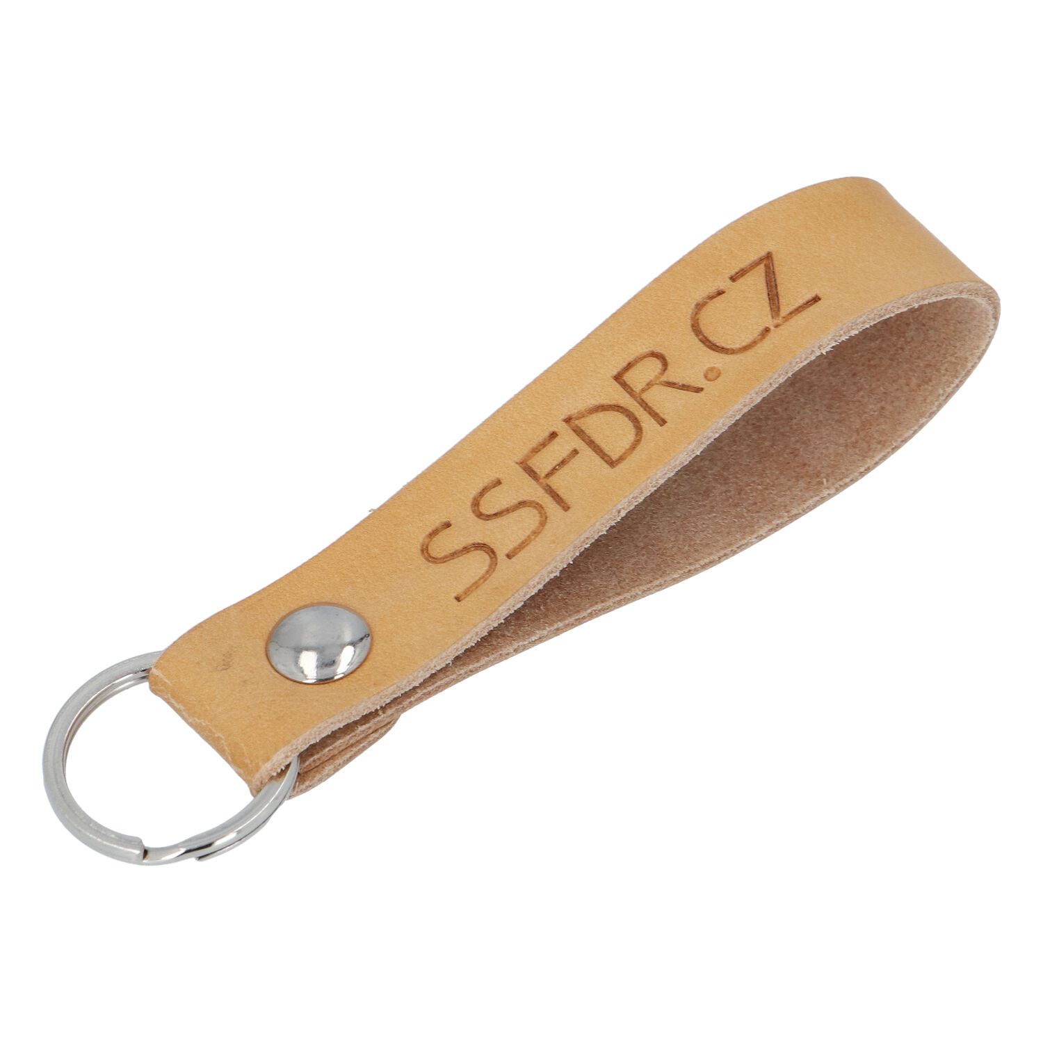 Kožená kľúčenka pútko na kľúče svetlohnedá - SSFDR Azuro