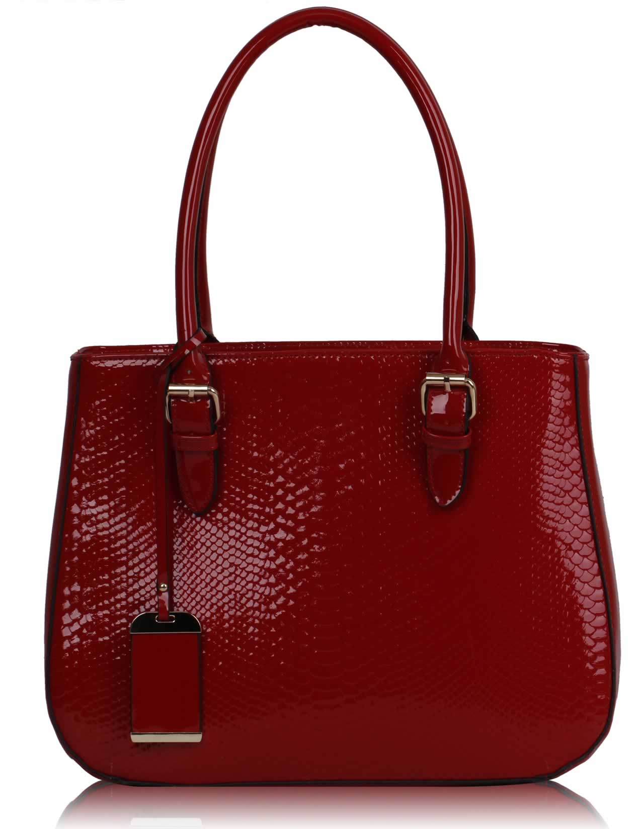 Červená elegantná lesklá kabelka LS00176