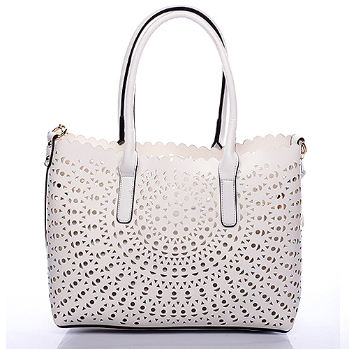 Biela perforovaná kabelka cez rameno David Jones Graffiti