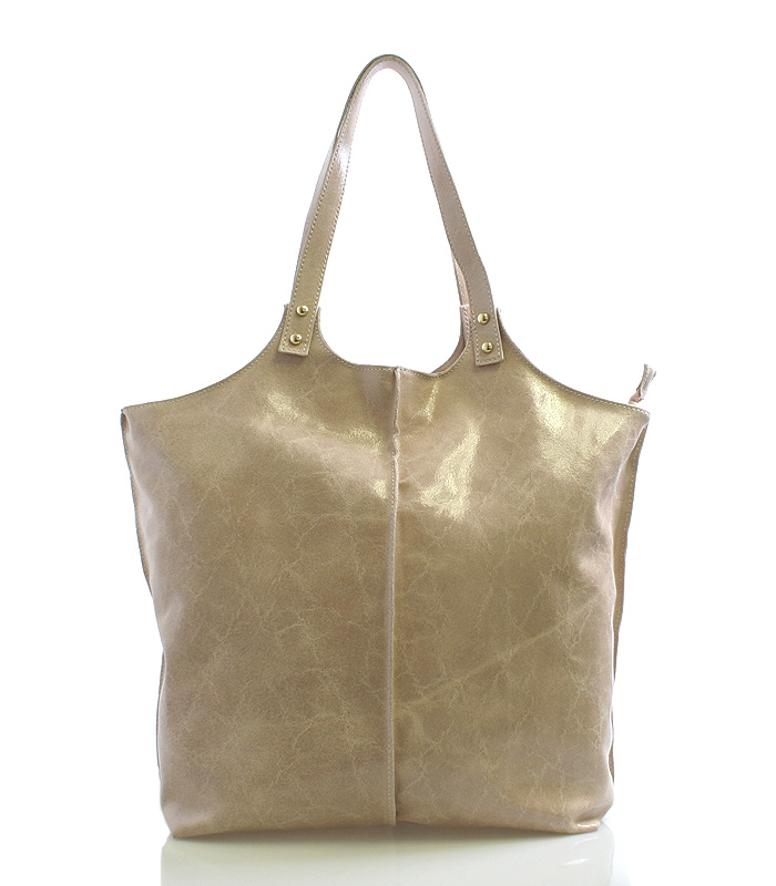 Luxusná pudrová velká kožená kabelka ItalY 12021