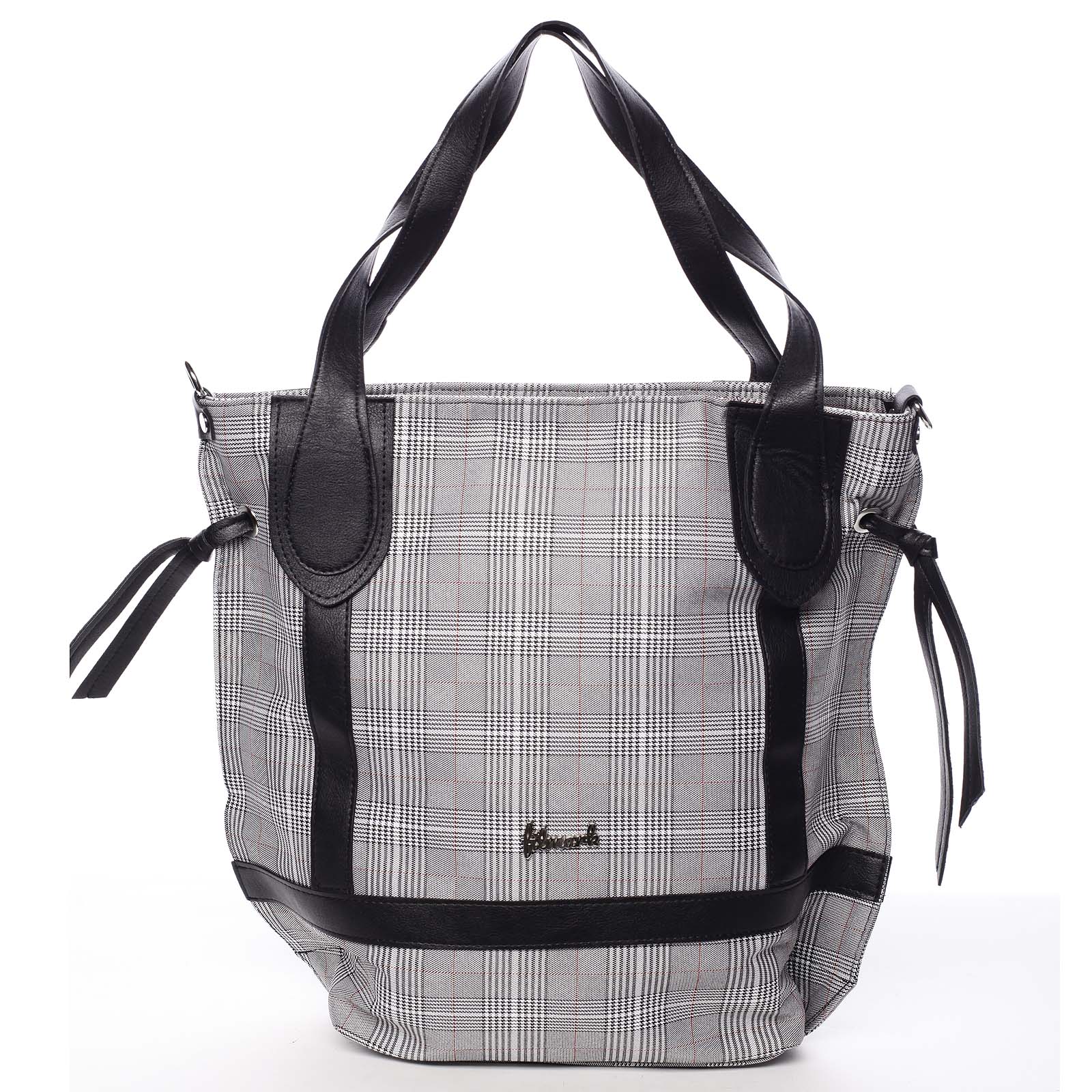 Originálna károvaná dámska látková kabelka čierna - Delami Saniya