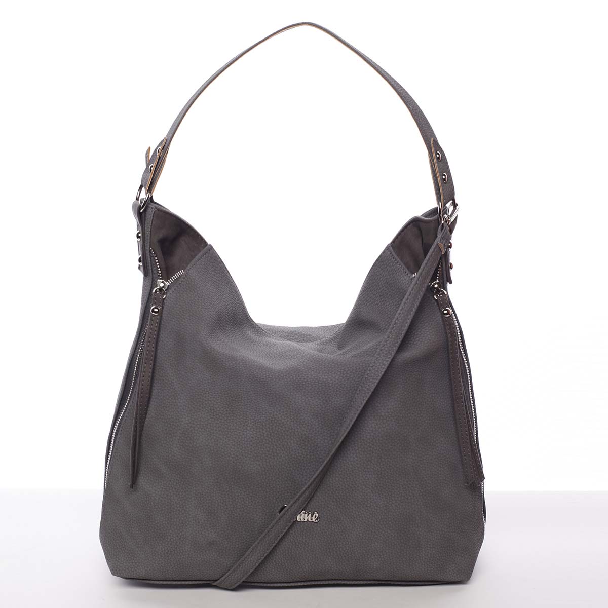 Exkluzivní velká měkká šedá kabelka - Carine Tamika