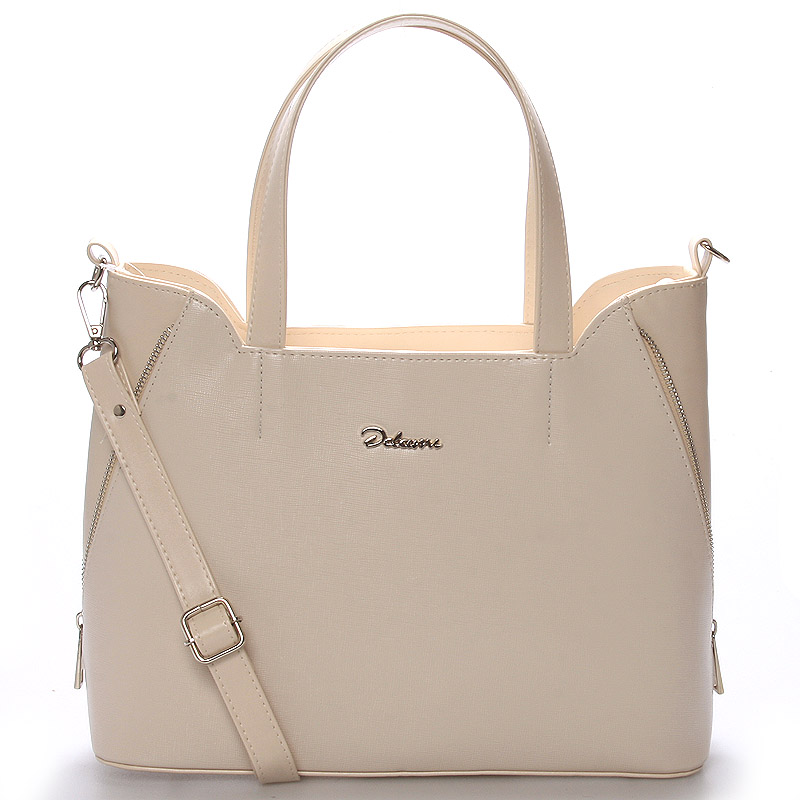 Elegantná dámska kabelka do ruky béžová saffiano - Delami Diahann