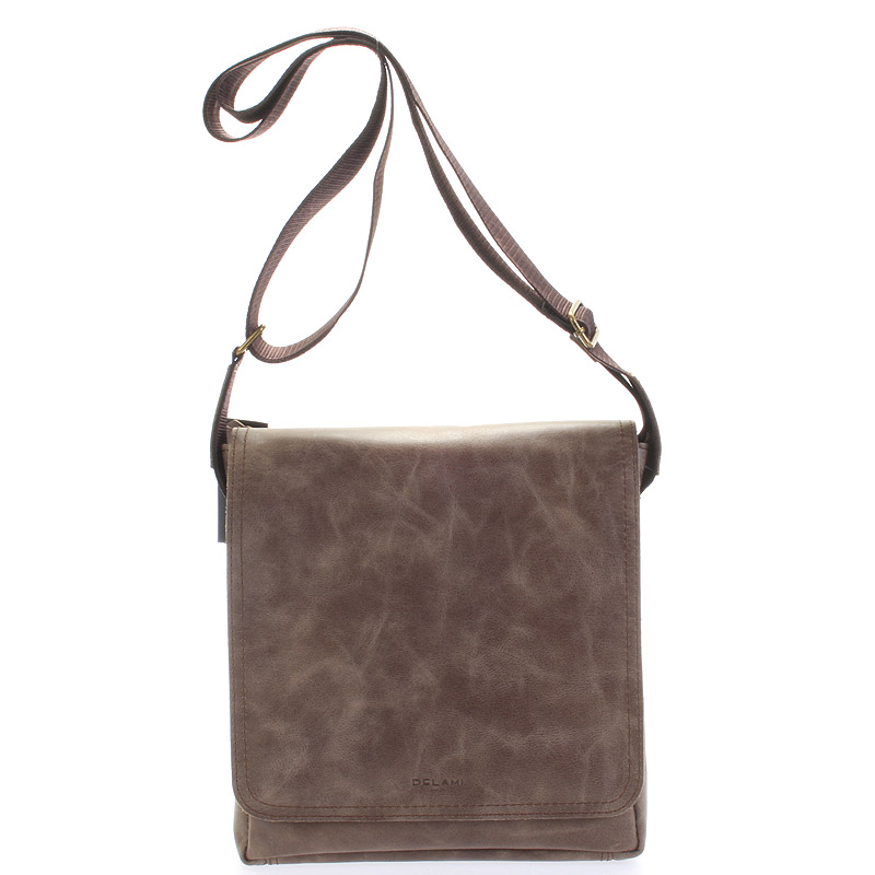 Svetlohnedá elegantná crossbody kožená taška - Delami 1172
